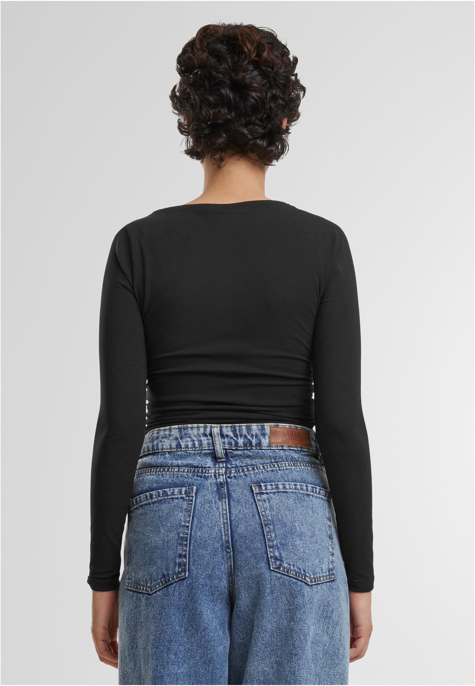 Ladies Ruffled Super Slim Longsleeve | black