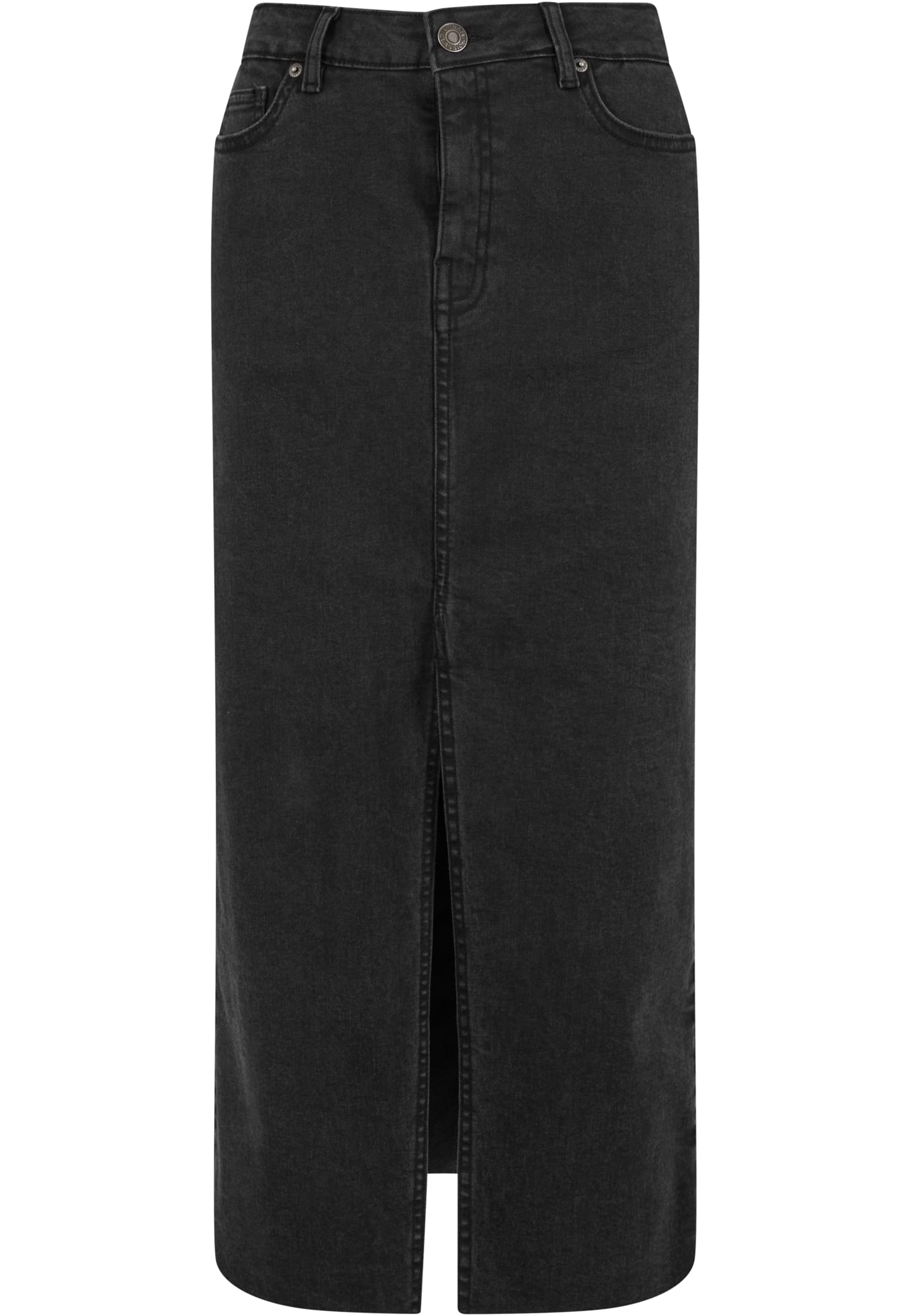 Ladies High Slit Denim Skirt | black washed