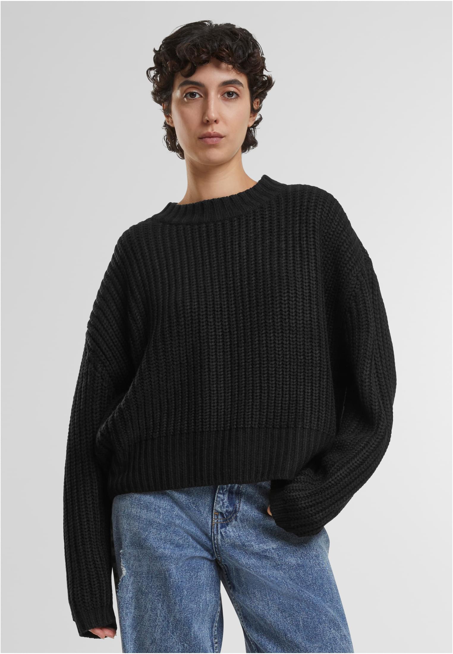 Ladies Wide Basic Oversized Sweater | black