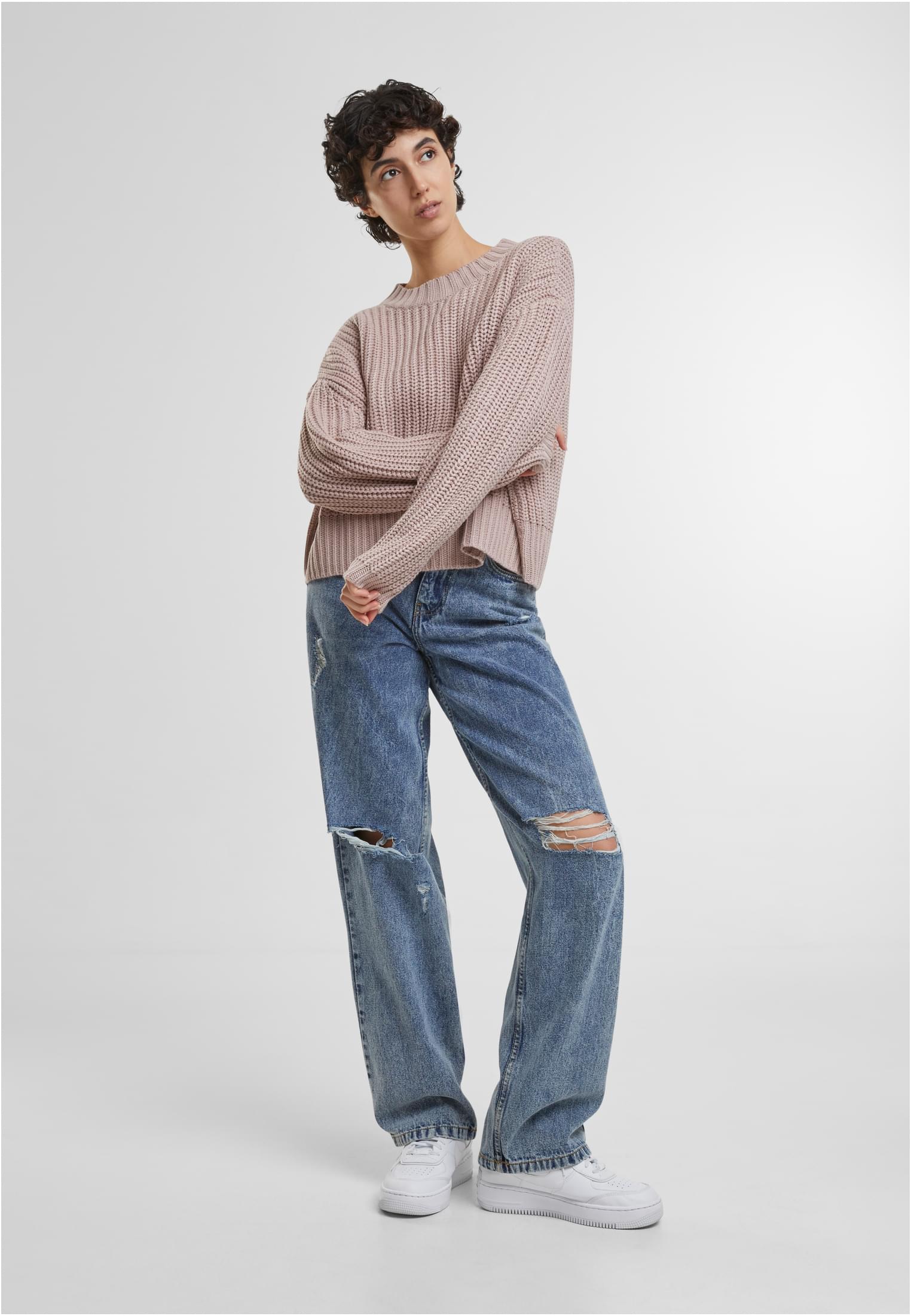 Ladies Wide Basic Oversized Sweater | duskrose