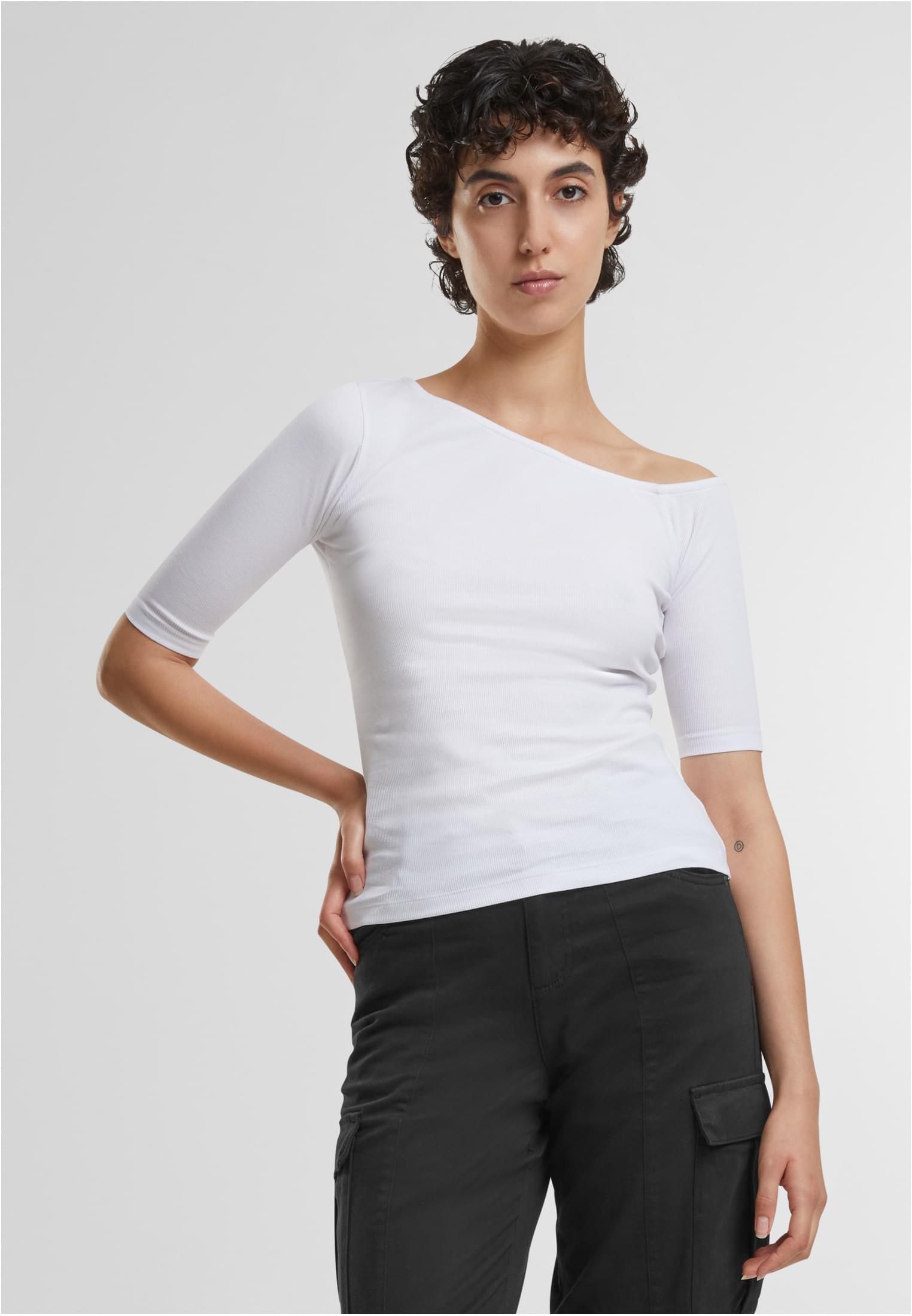 Ladies Organic Asymmetric Rib Tee 2-Pack | white+white