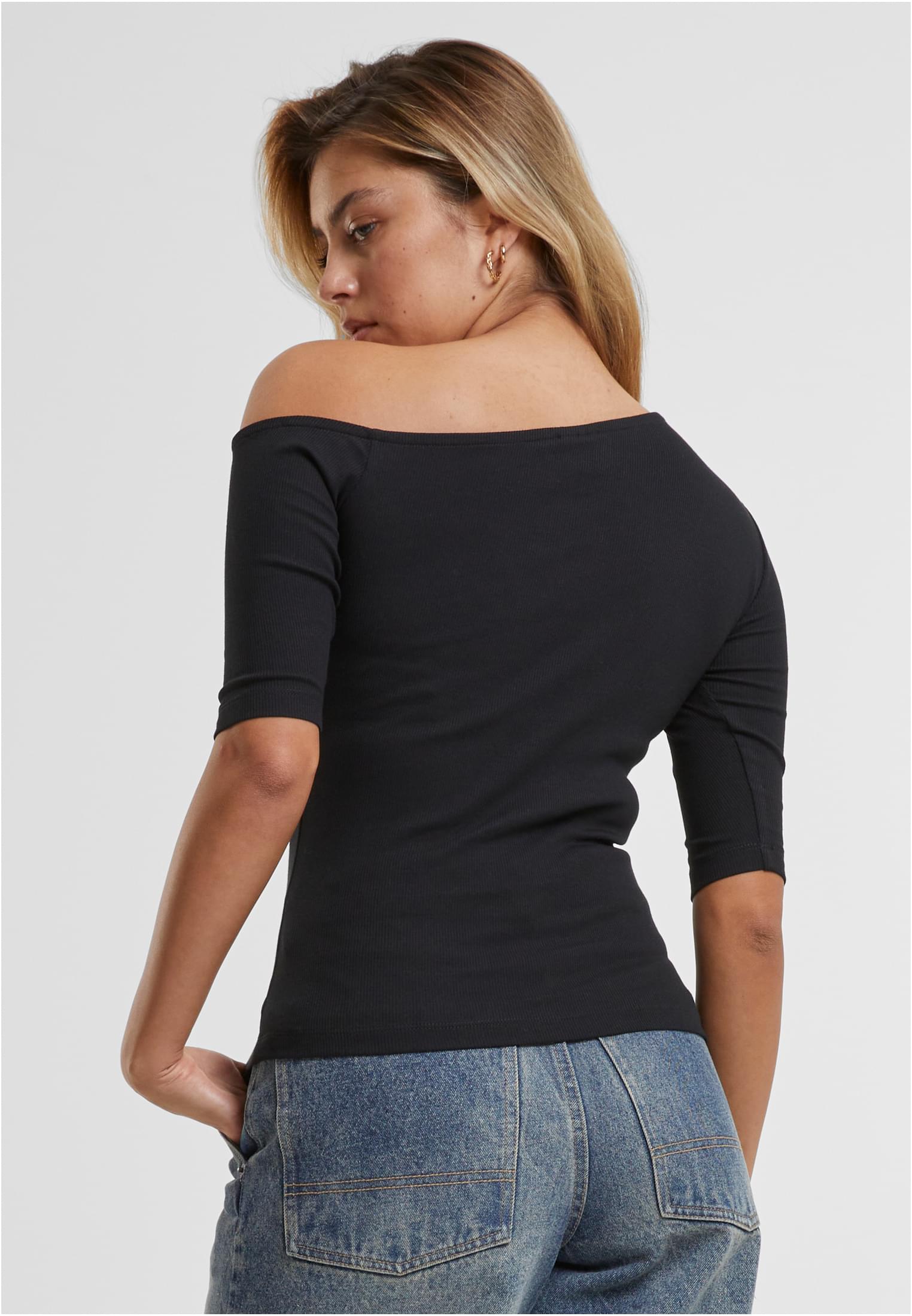 Ladies Organic Asymmetric Rib Tee 2-Pack | black+white