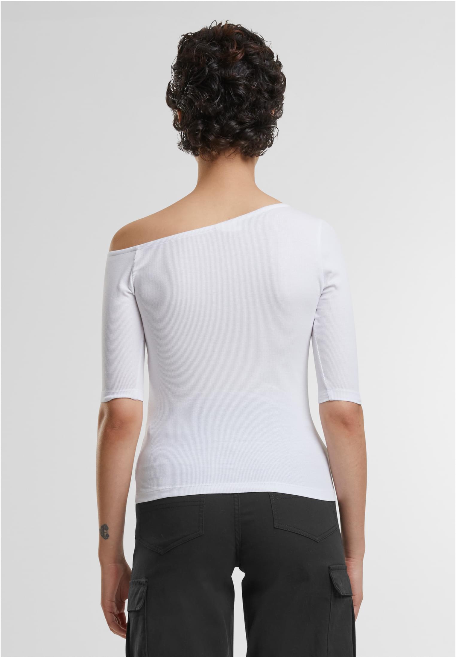 Ladies Organic Asymmetric Rib Tee 2-Pack | white+white