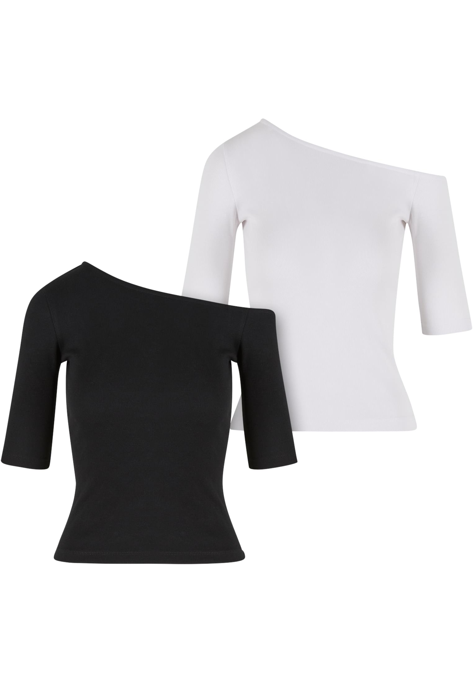 Ladies Organic Asymmetric Rib Tee 2-Pack | black+white