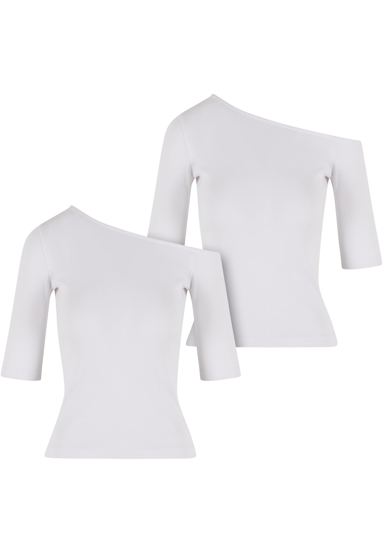 Ladies Organic Asymmetric Rib Tee 2-Pack | white+white