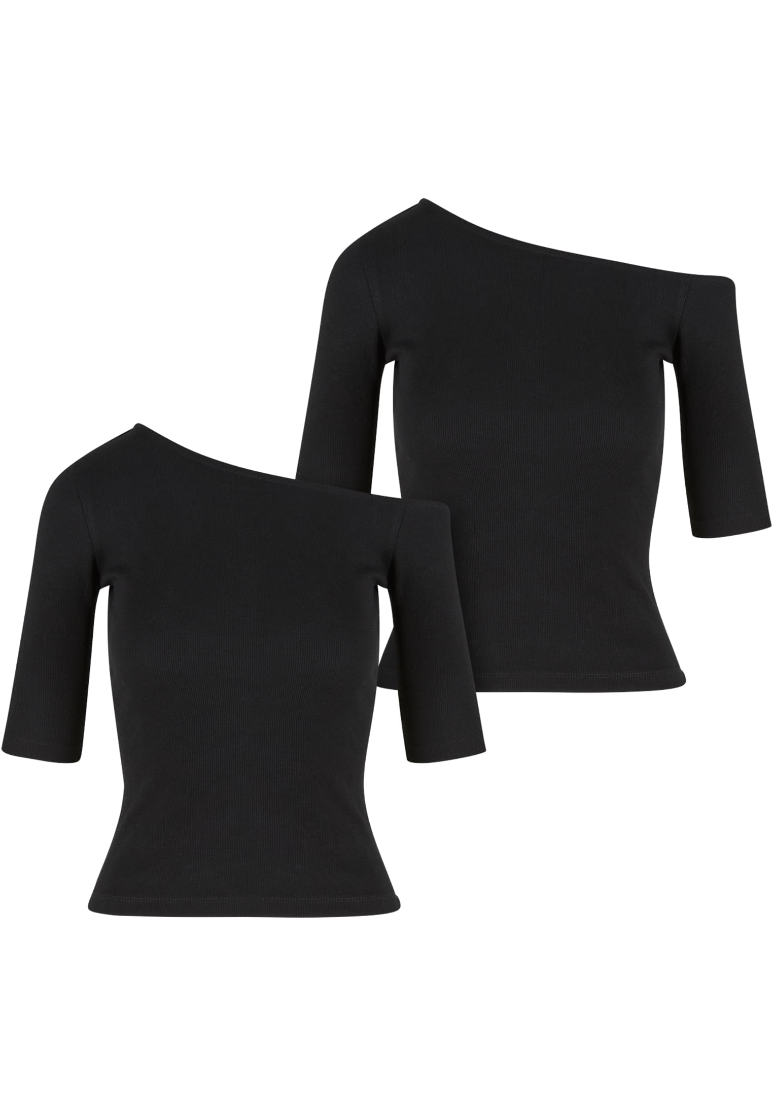 Ladies Organic Asymmetric Rib Tee 2-Pack | black+black