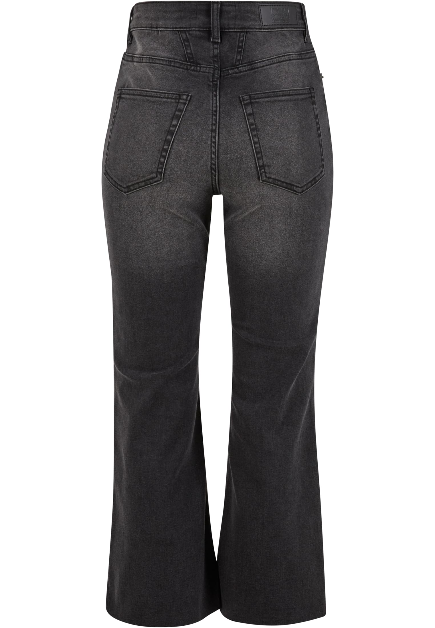 Ladies Cropped Flared Denim Pants | black washed