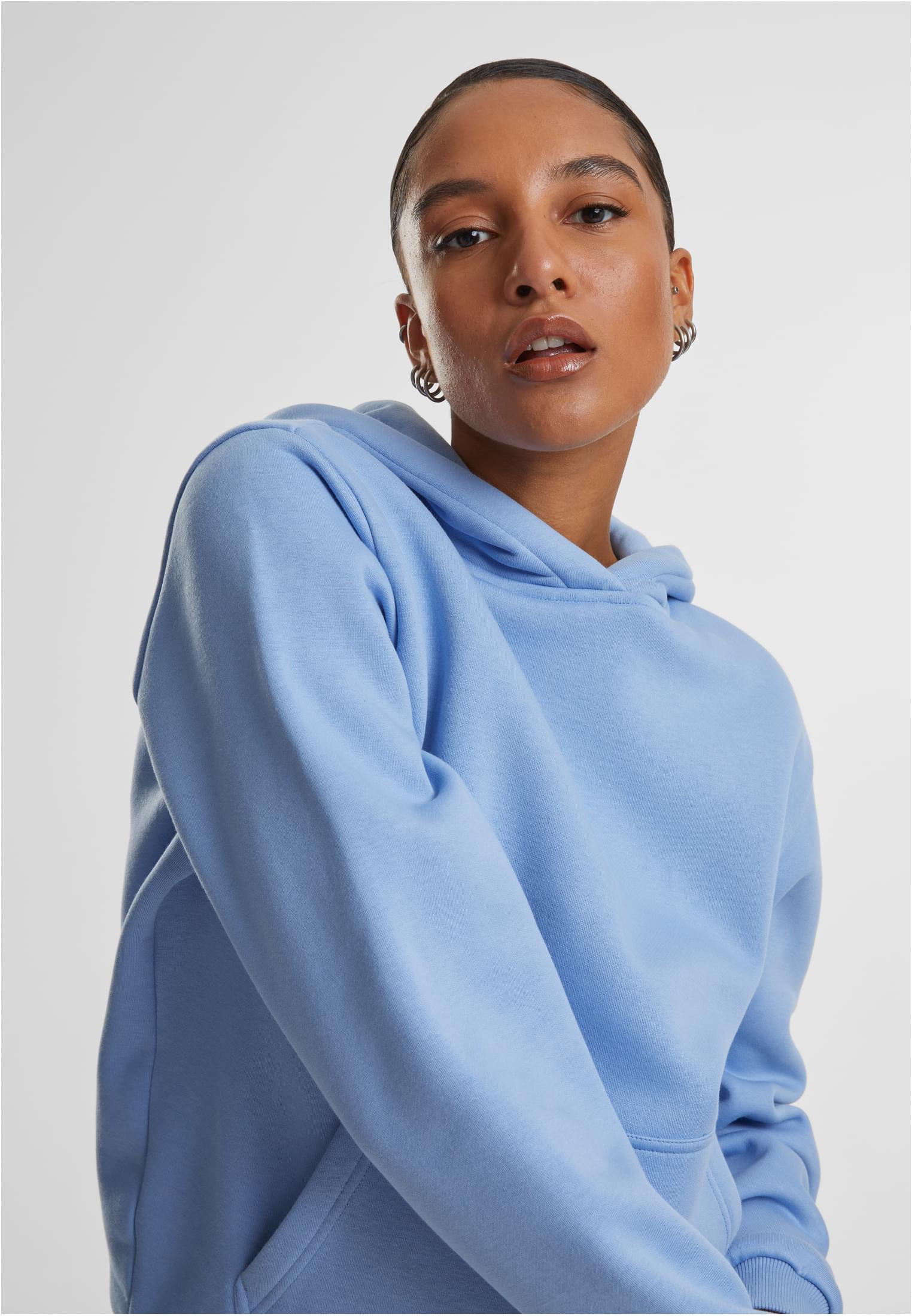 Ladies Fluffy Hoody | powderblue