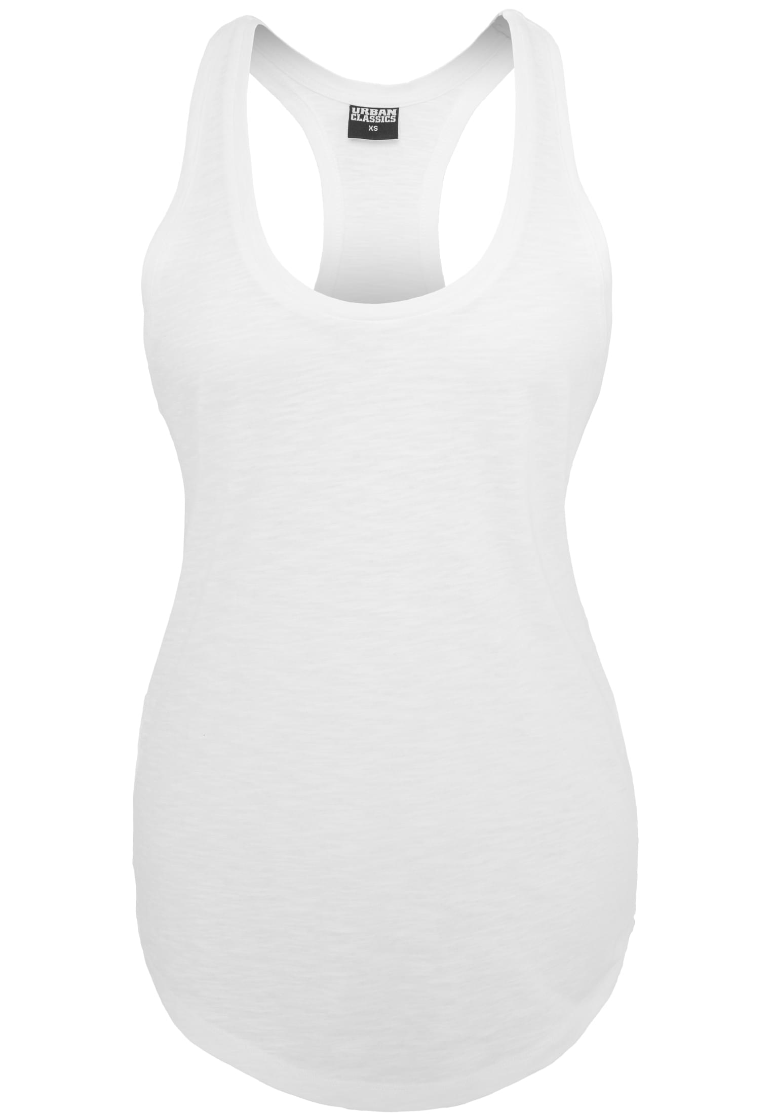 Ladies Long Loose Racerback Tank | white