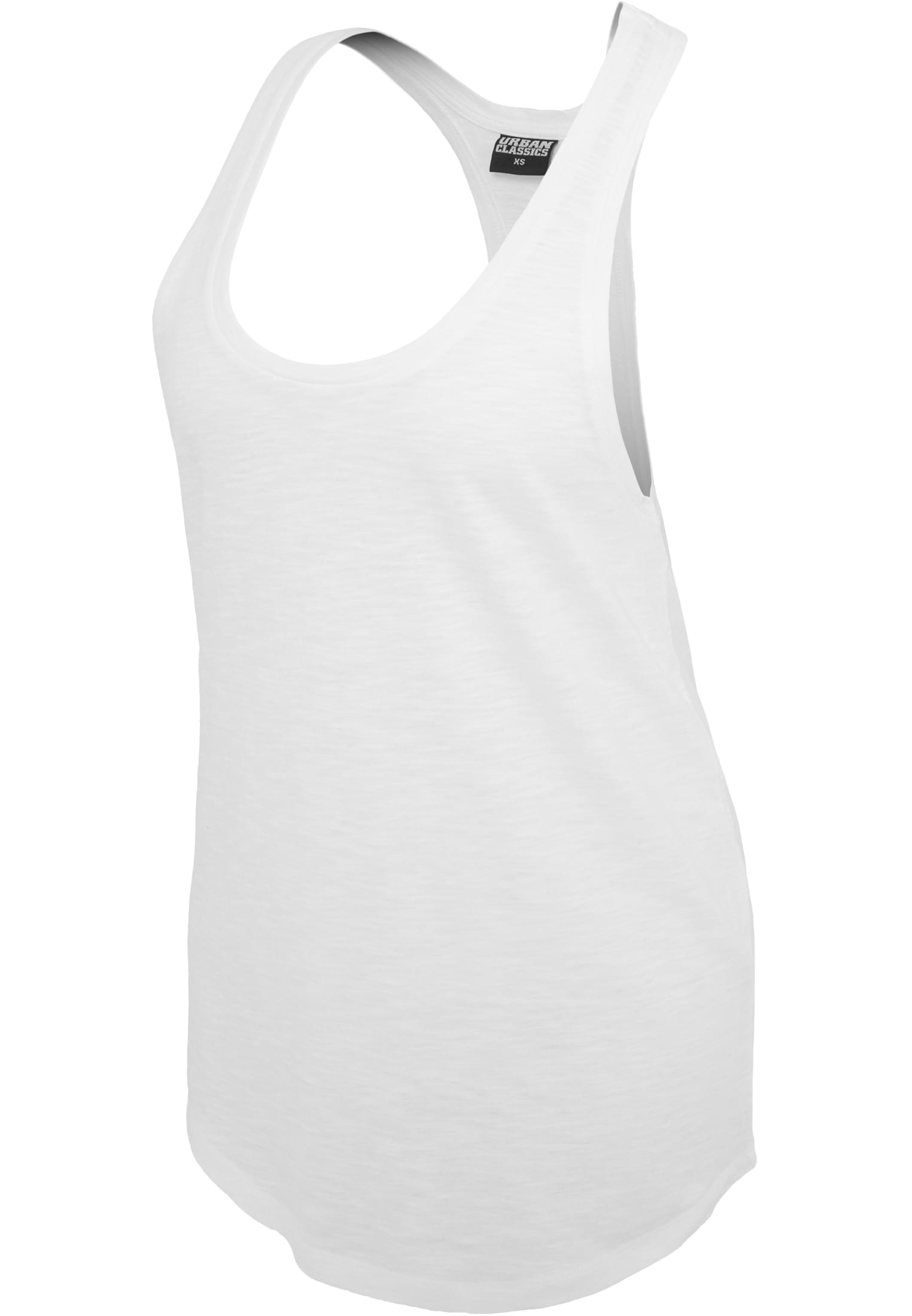 Ladies Long Loose Racerback Tank | white