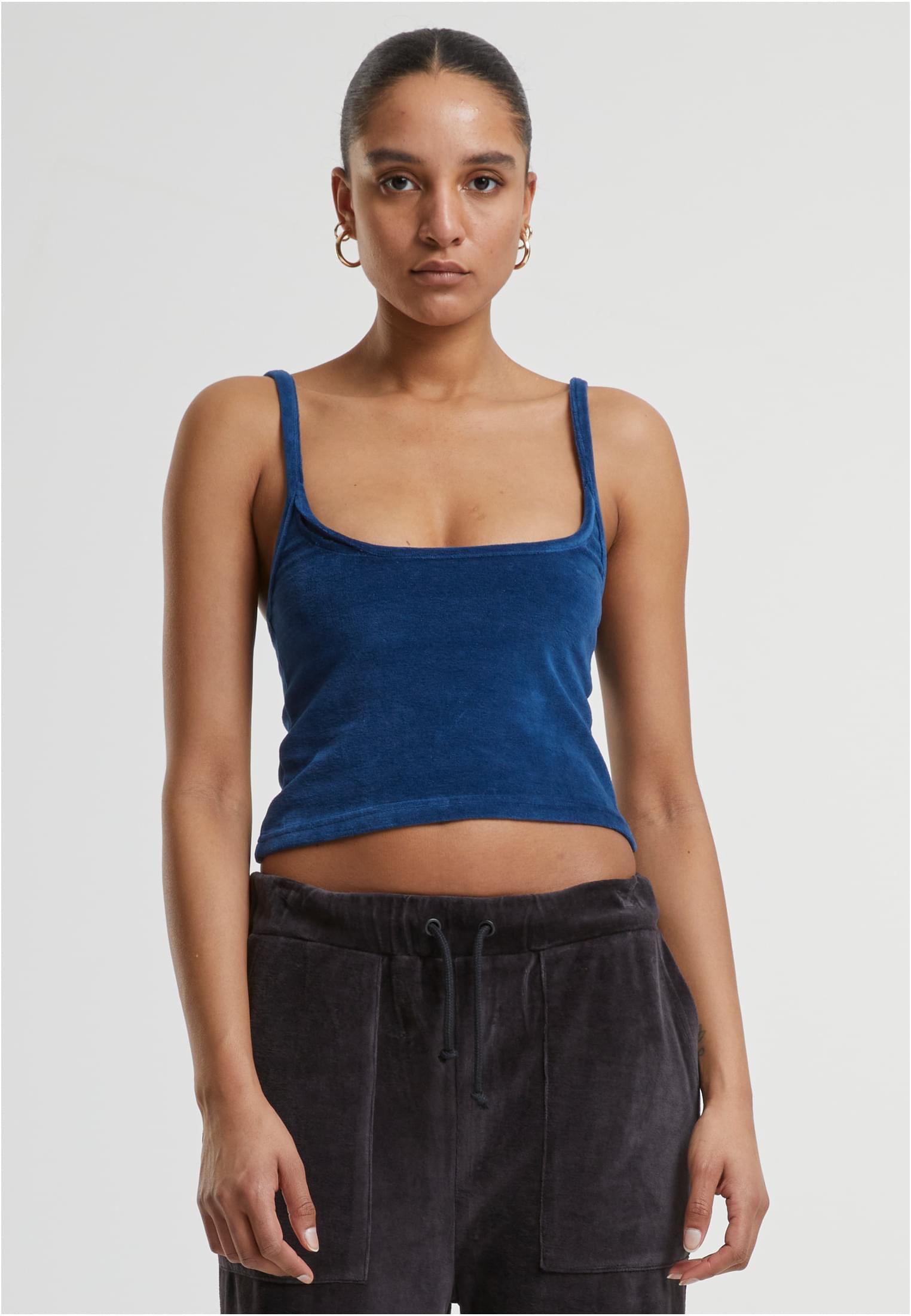 Ladies Short Velvet Top | powderblue