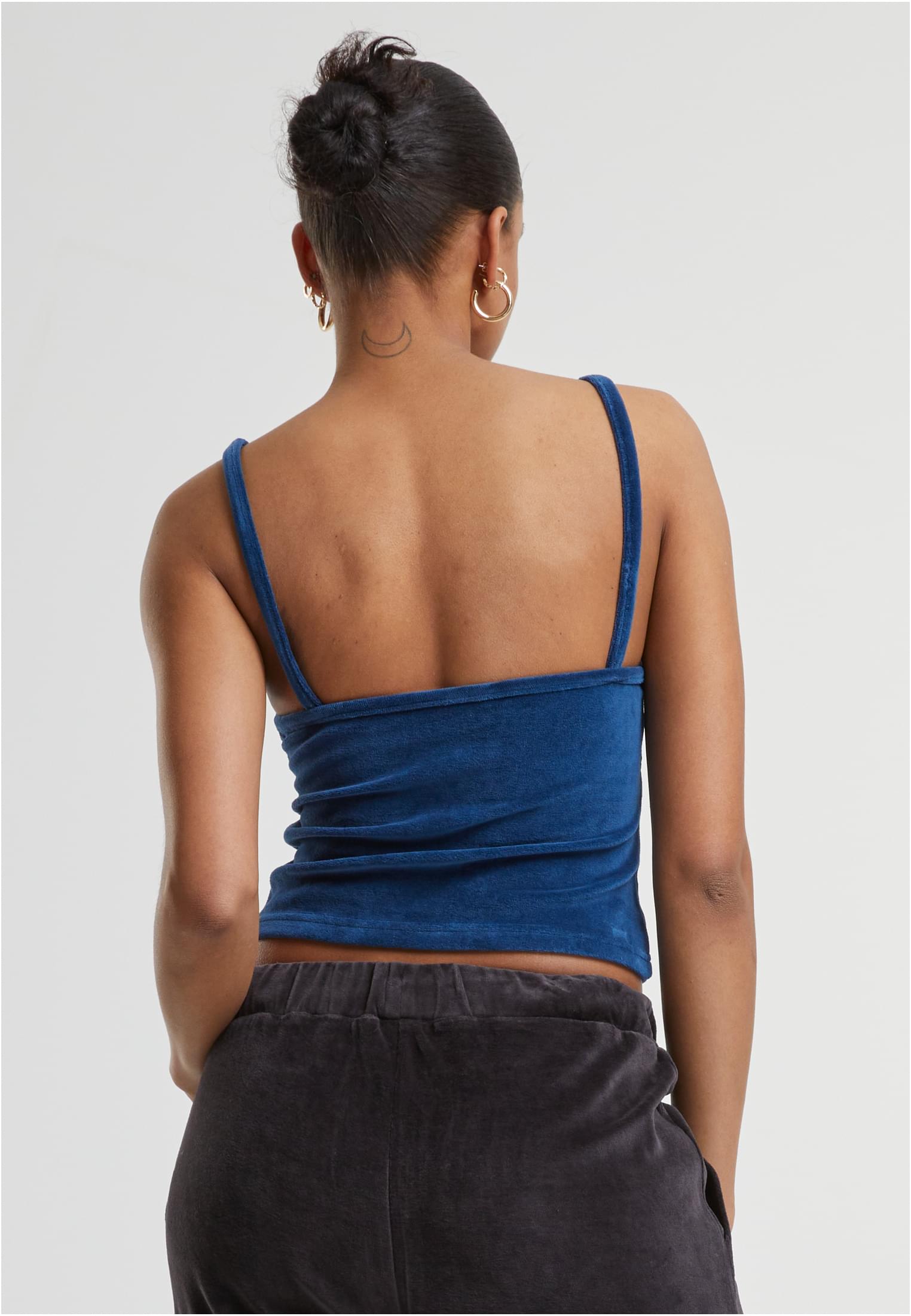 Ladies Short Velvet Top | powderblue