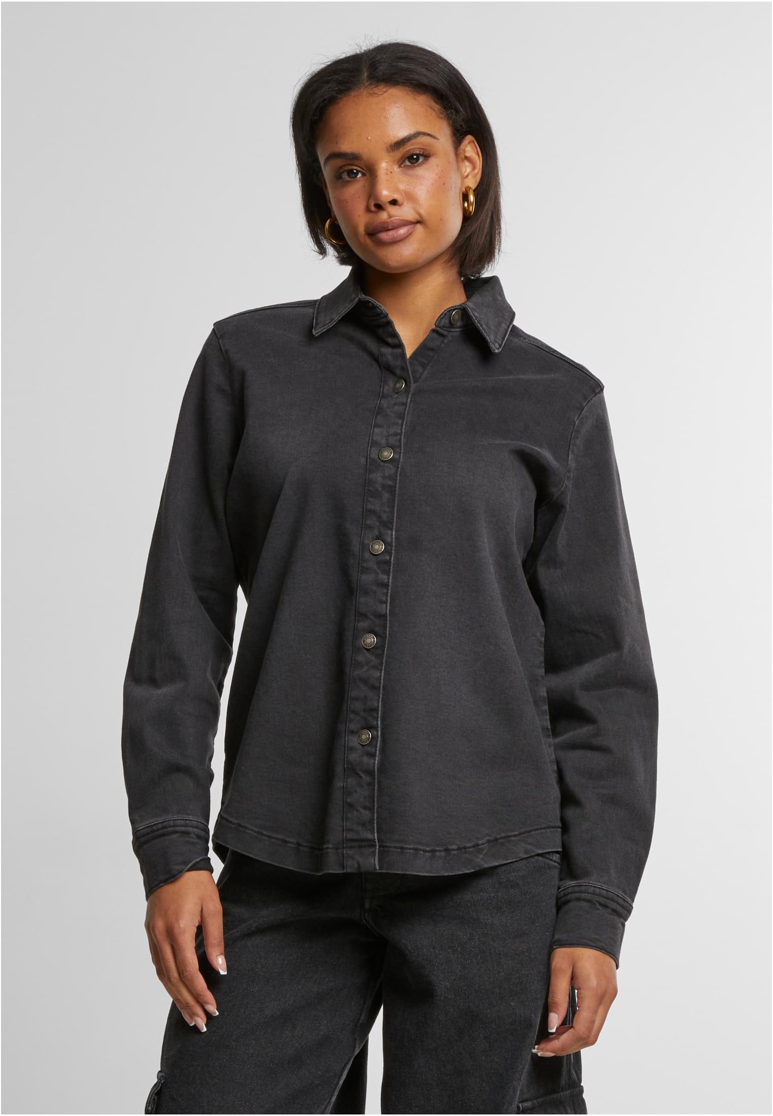 Ladies Denim Shirt | black washed