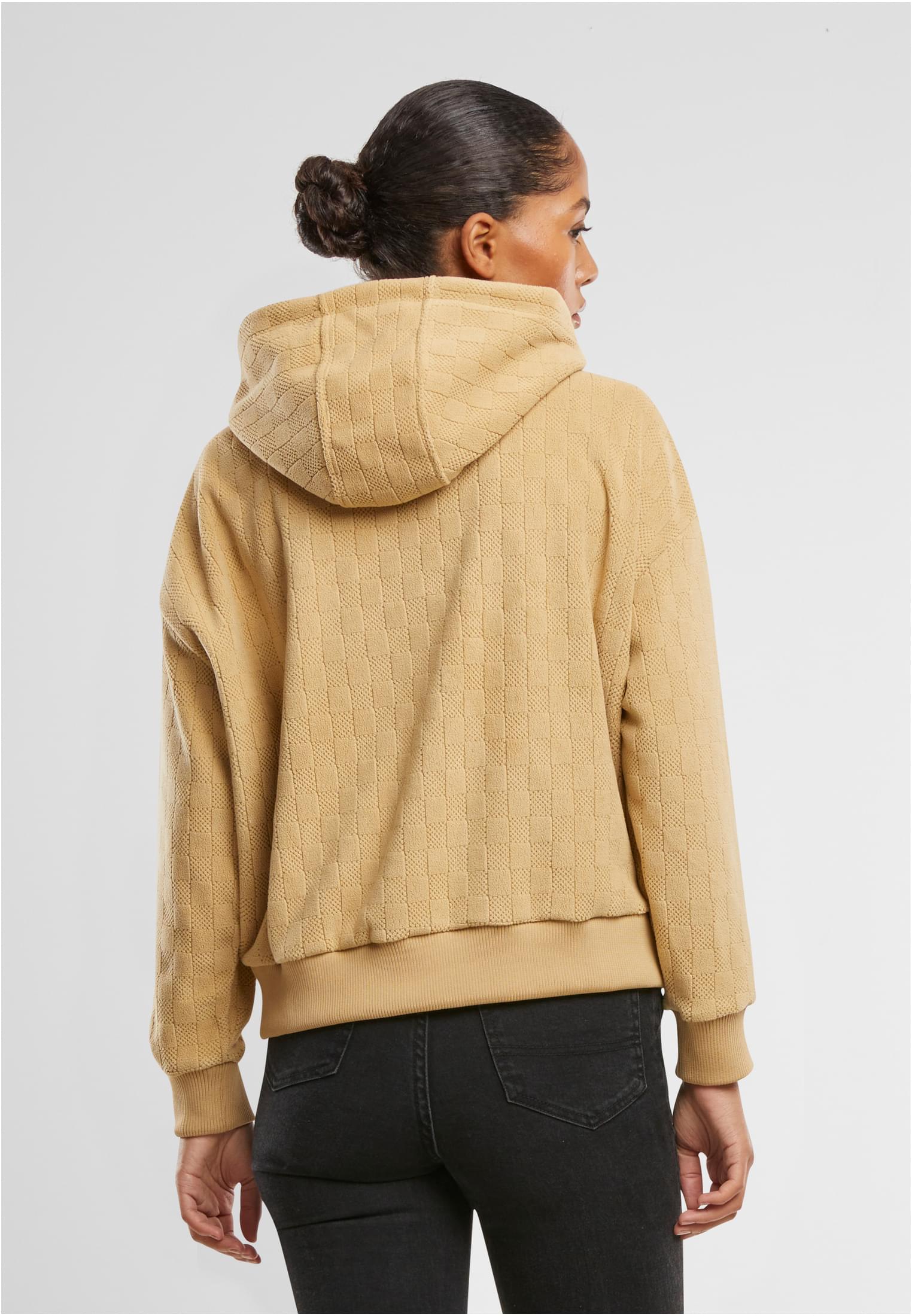 Ladies Jacquard Velvet Oversized Zip Hoody | unionbeige