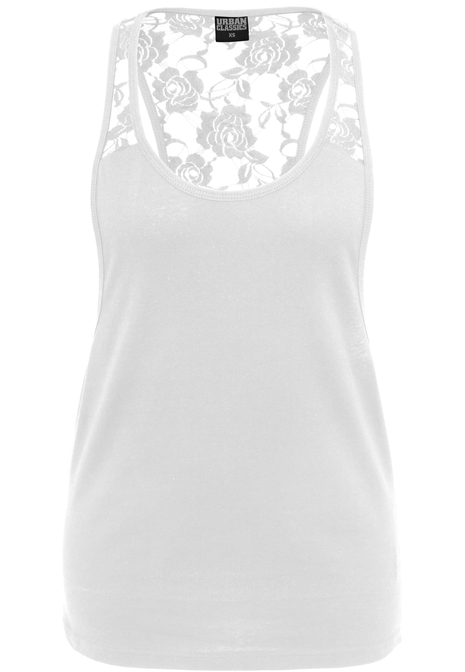 Ladies Flower Laces Loose Tank | white