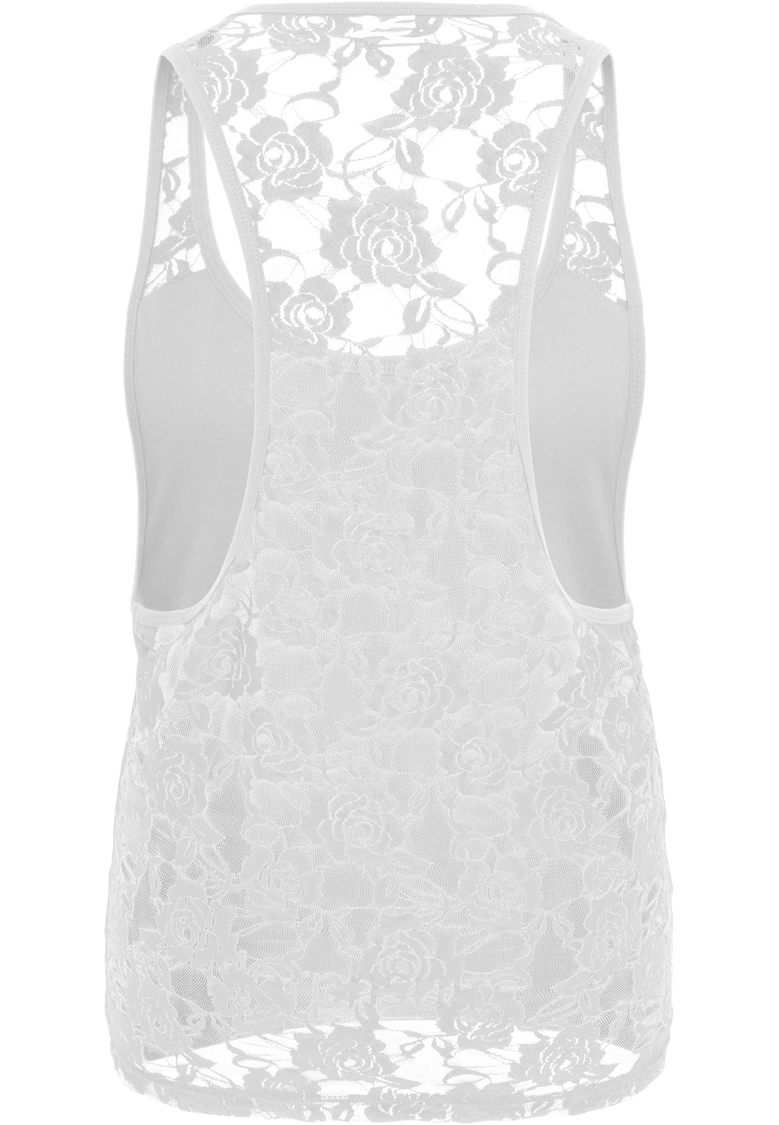 Ladies Flower Laces Loose Tank | white