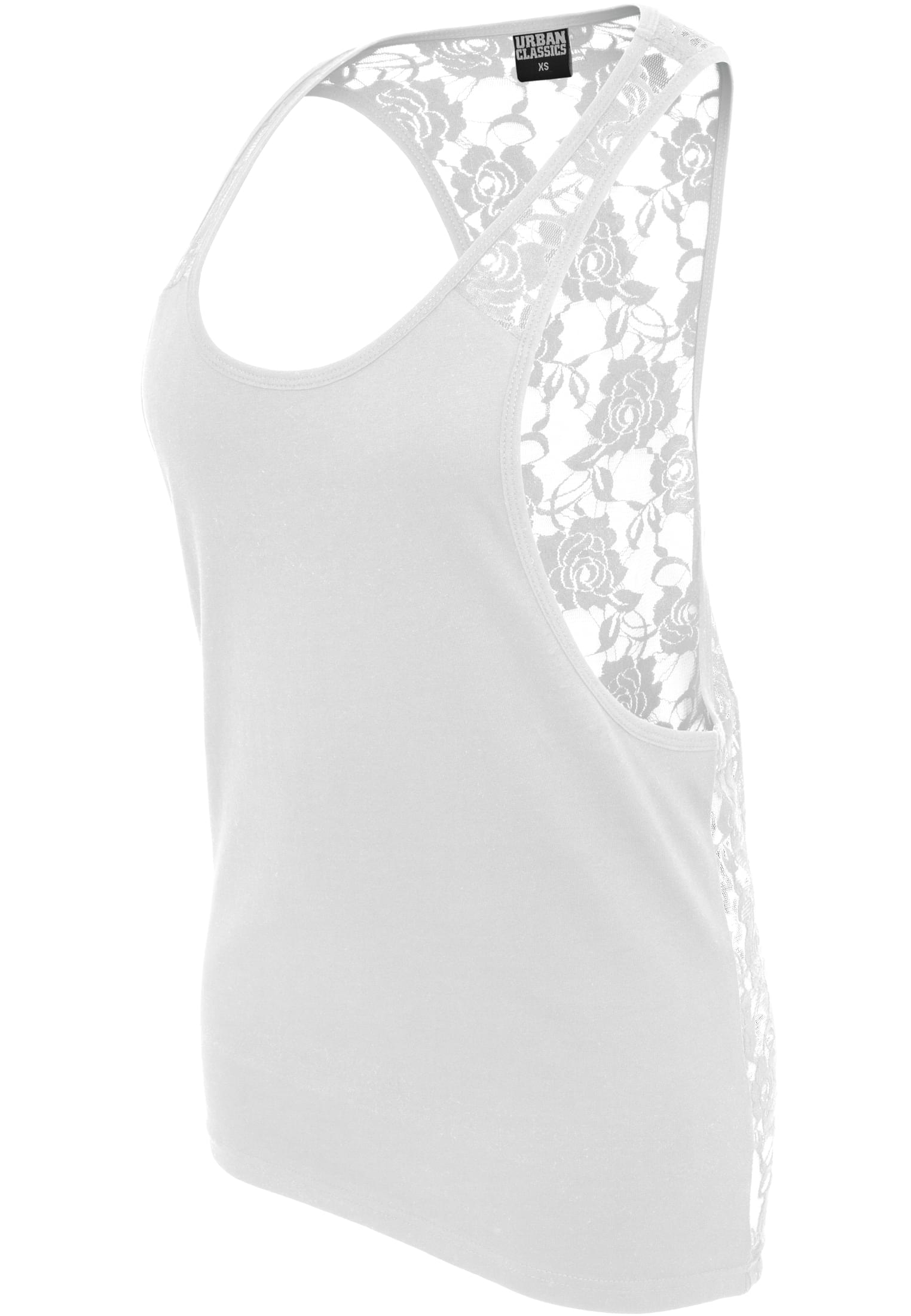 Ladies Flower Laces Loose Tank | white