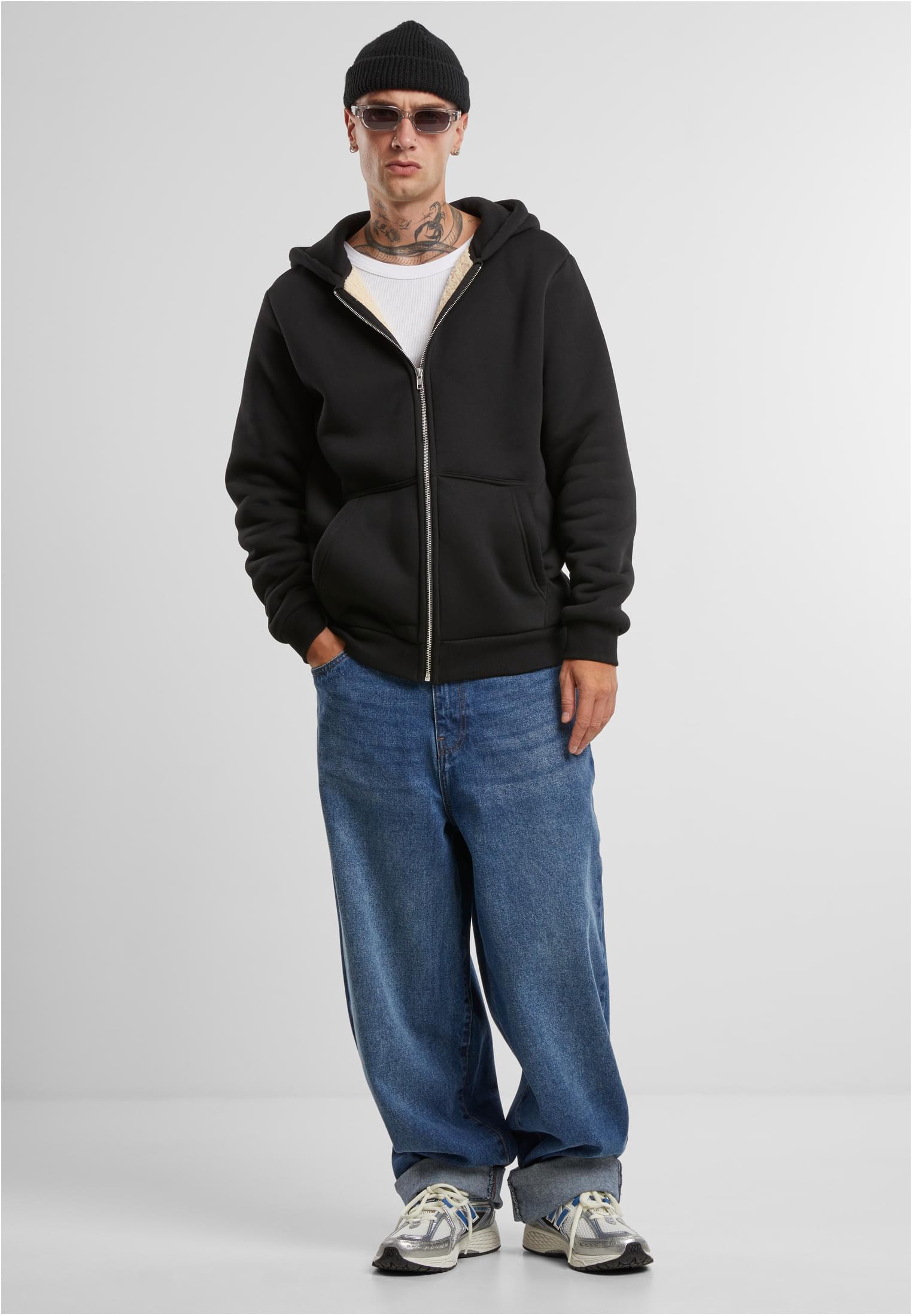 Bonded Sherpa Zip Hoody | black