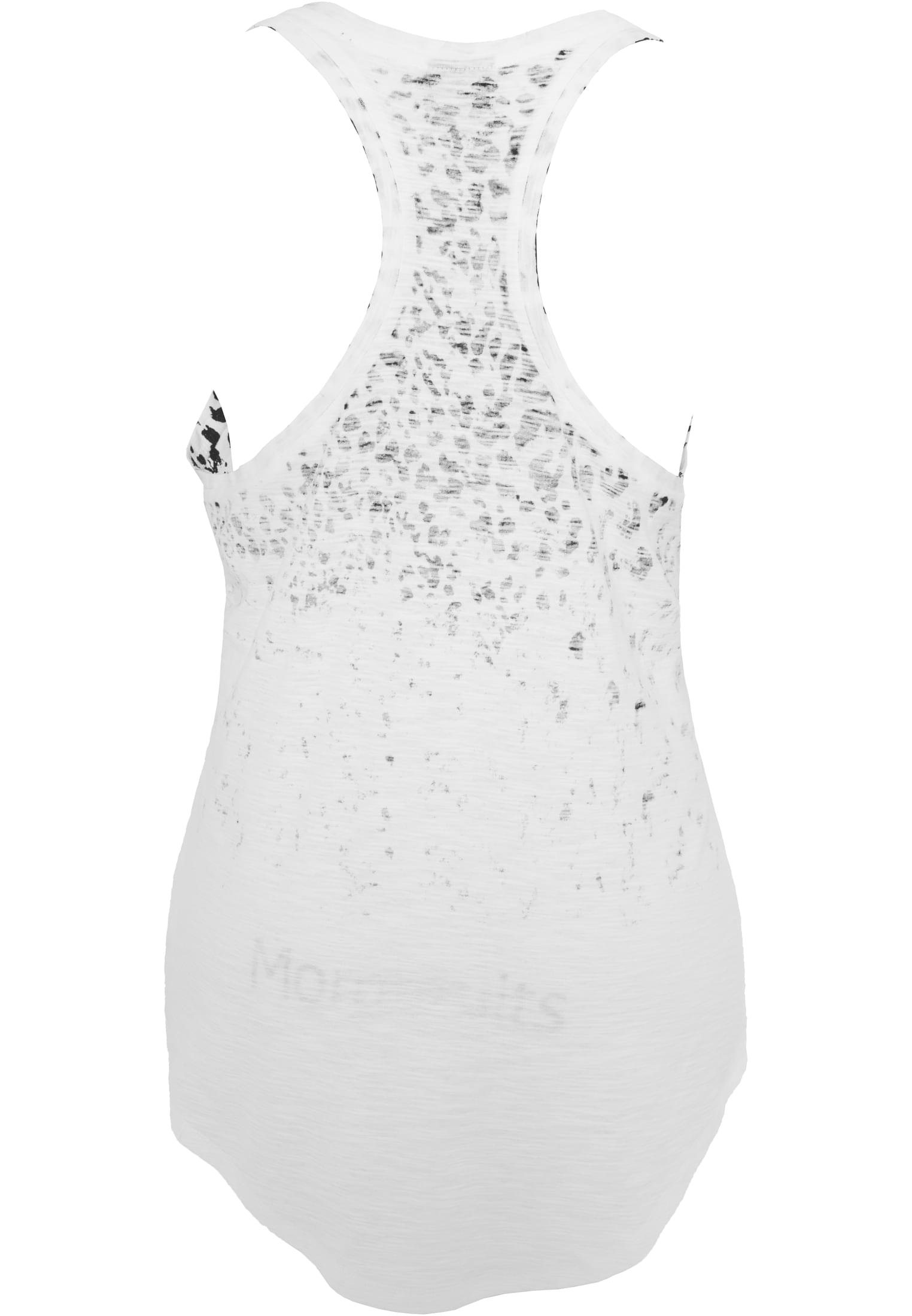 Ladies Long Leo Print Loose Tank | wht/blk