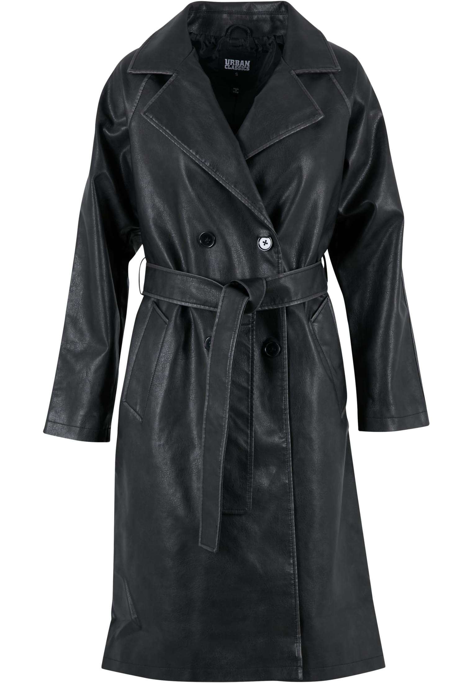 Ladies Vintage Leather Trenchcoat | black