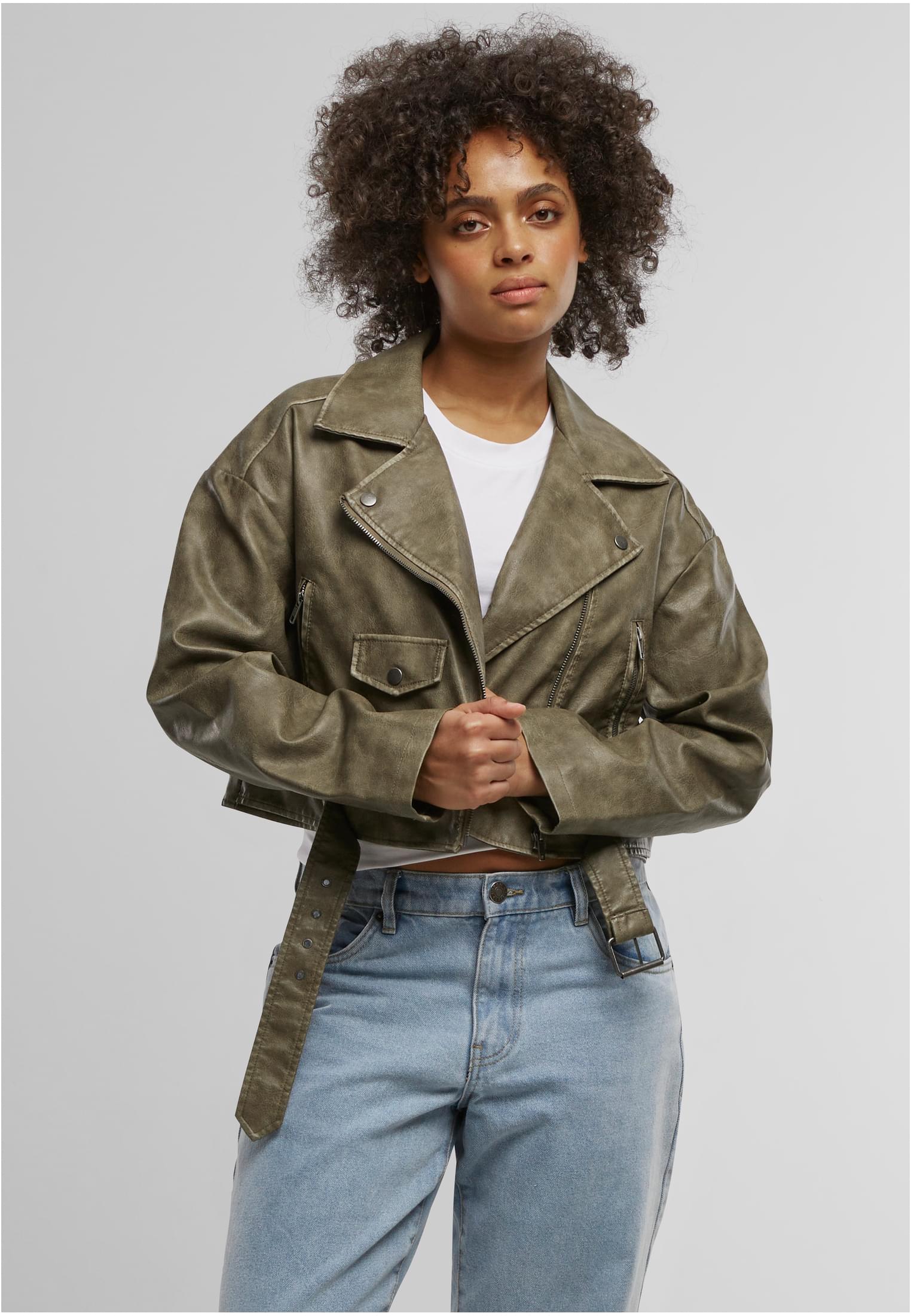 Ladies Vintage Leather Jacket | olive