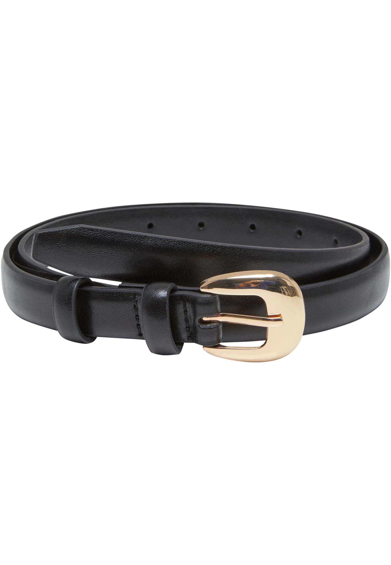 Chunky Buckle Slim Belt | black/gold