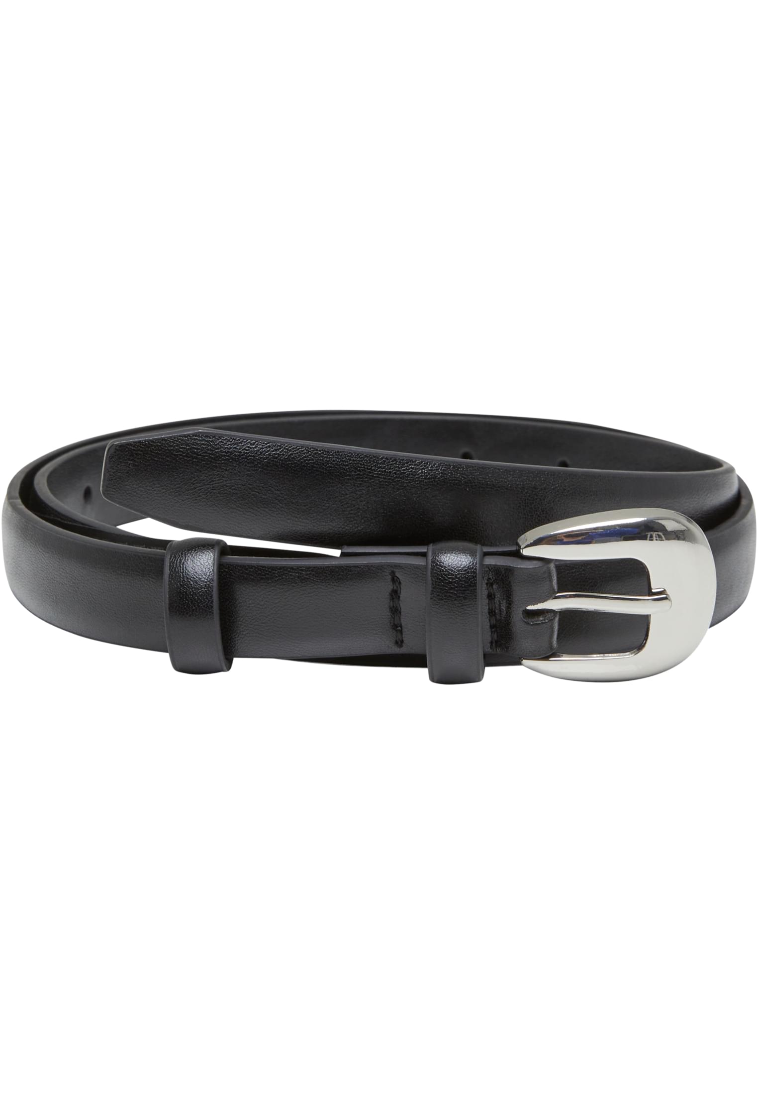 Chunky Buckle Slim Belt | black/silver