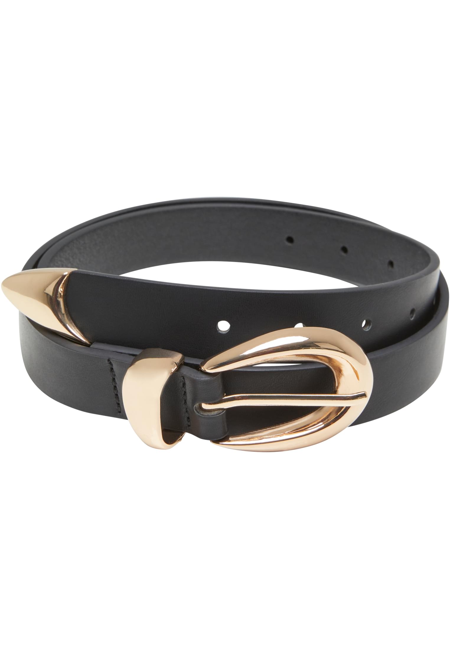 Chunky Buckle Loop Synthetic Leather Belt | black/gold