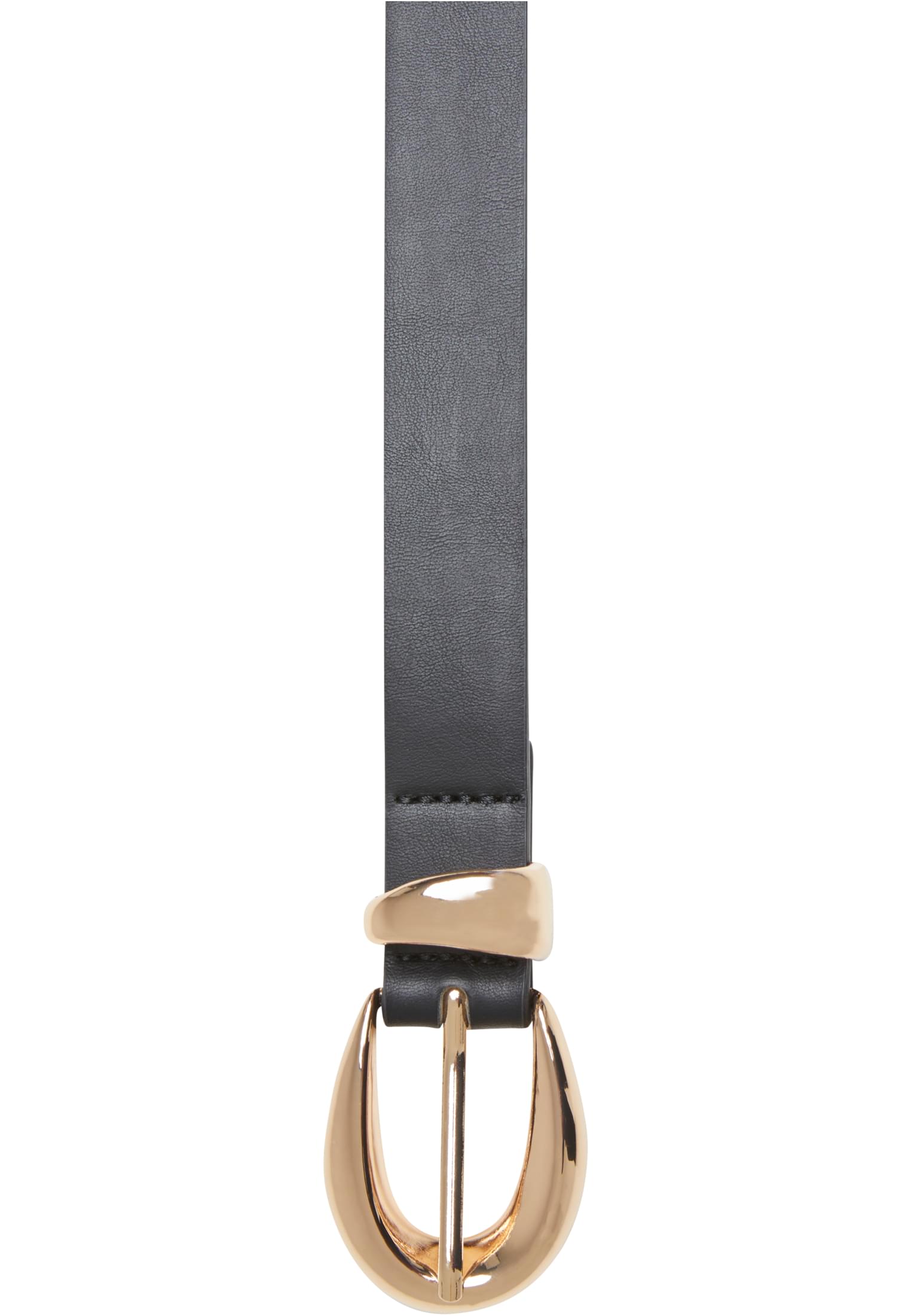 Chunky Buckle Loop Synthetic Leather Belt | black/gold