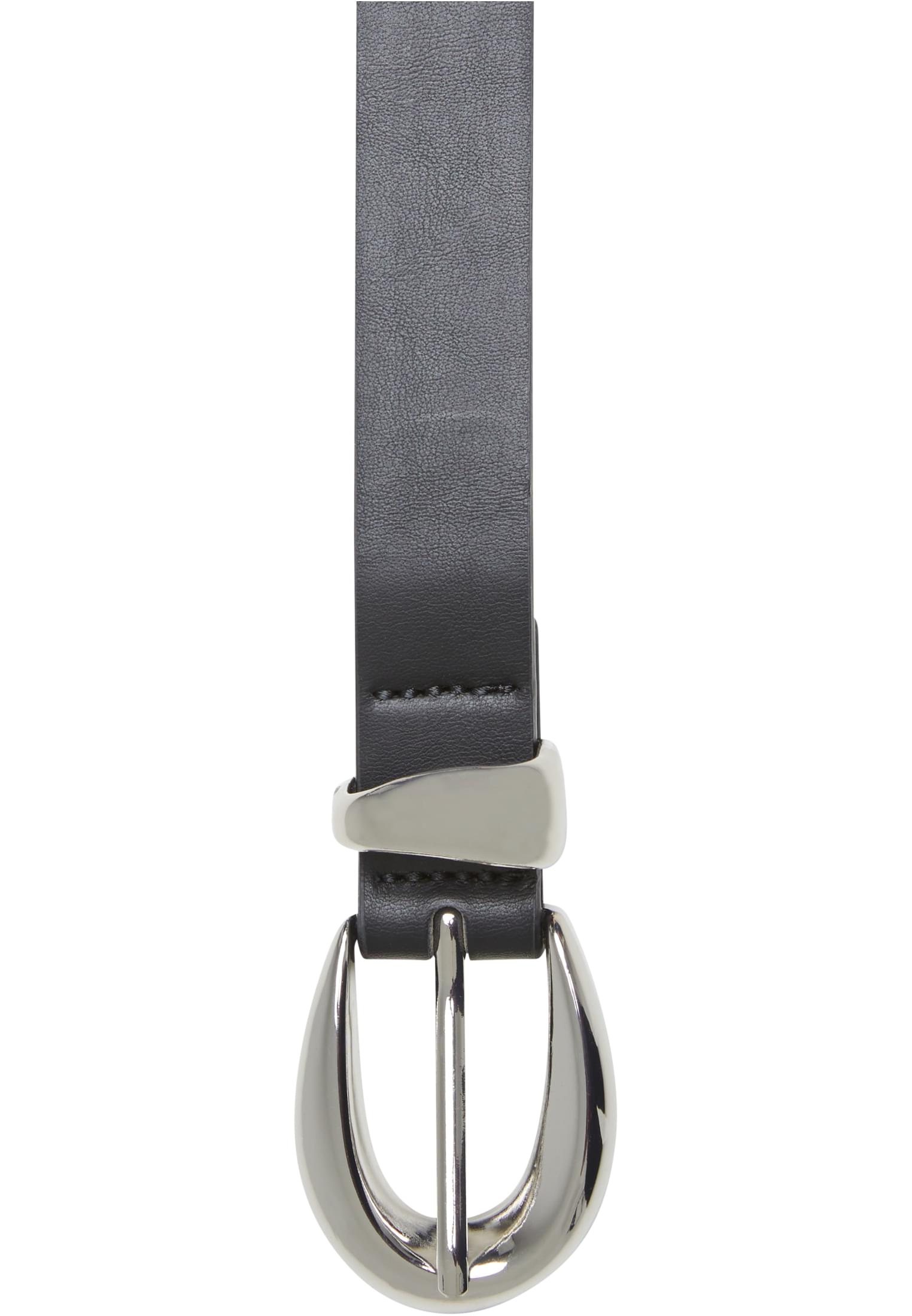 Chunky Buckle Loop Synthetic Leather Belt | black/silver