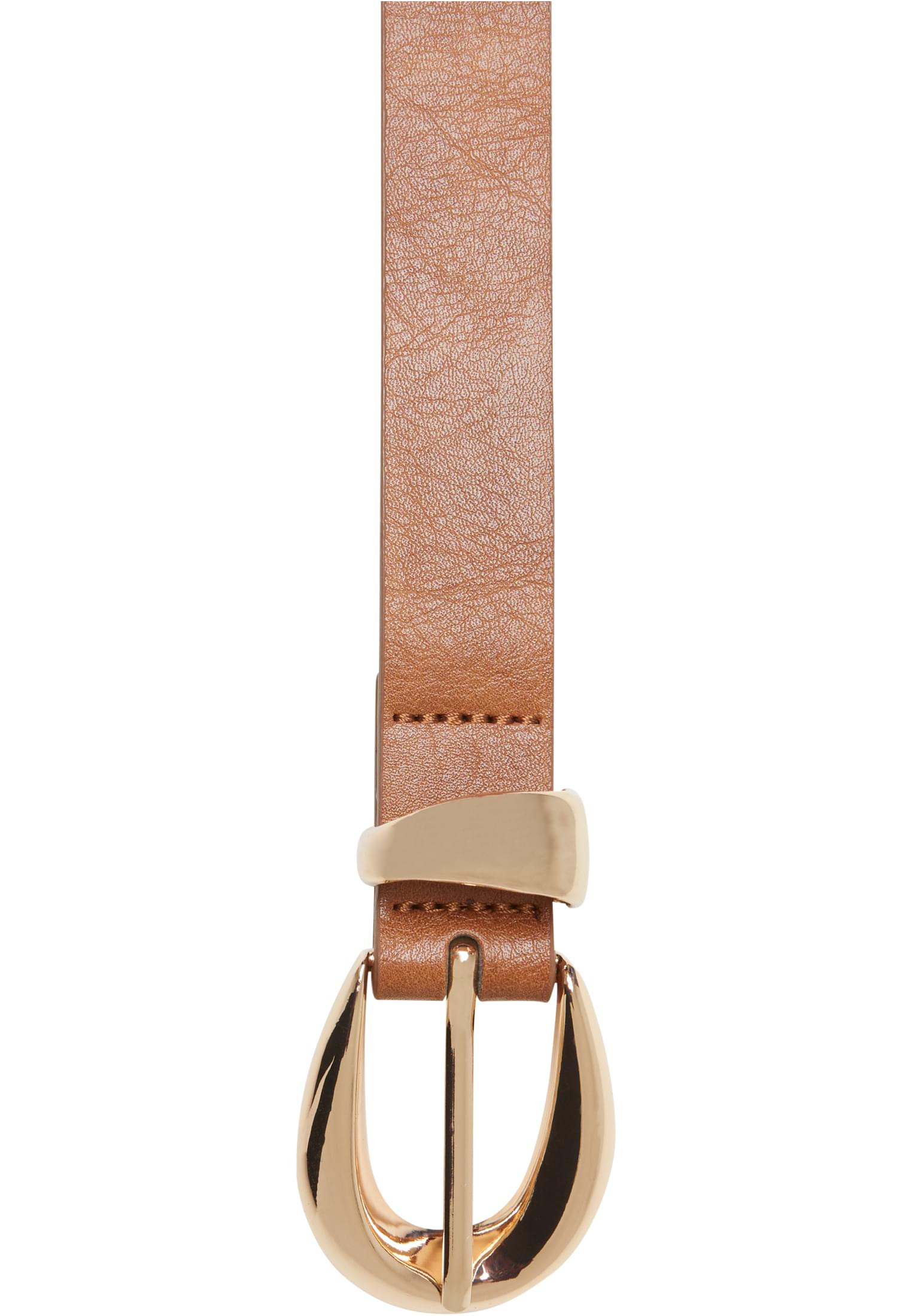 Chunky Buckle Loop Synthetic Leather Belt | brown/gold