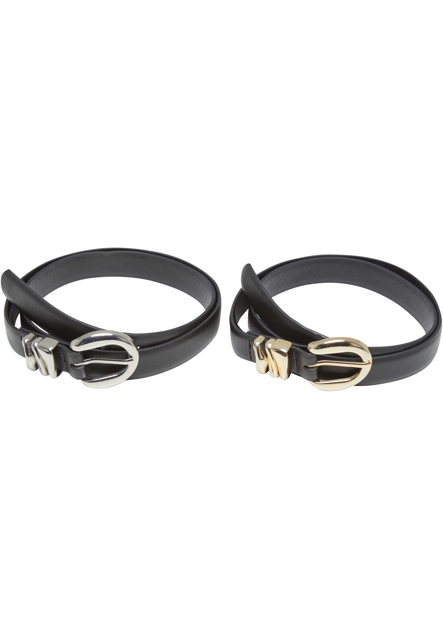 Chunky Multiple Loop Synthetic Leather Belt 2-Pack | black/gold+black/silver