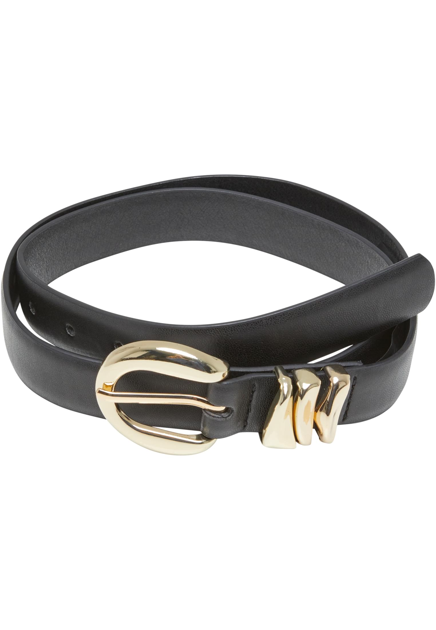 Chunky Multiple Loop Synthetic Leather Belt | black/gold