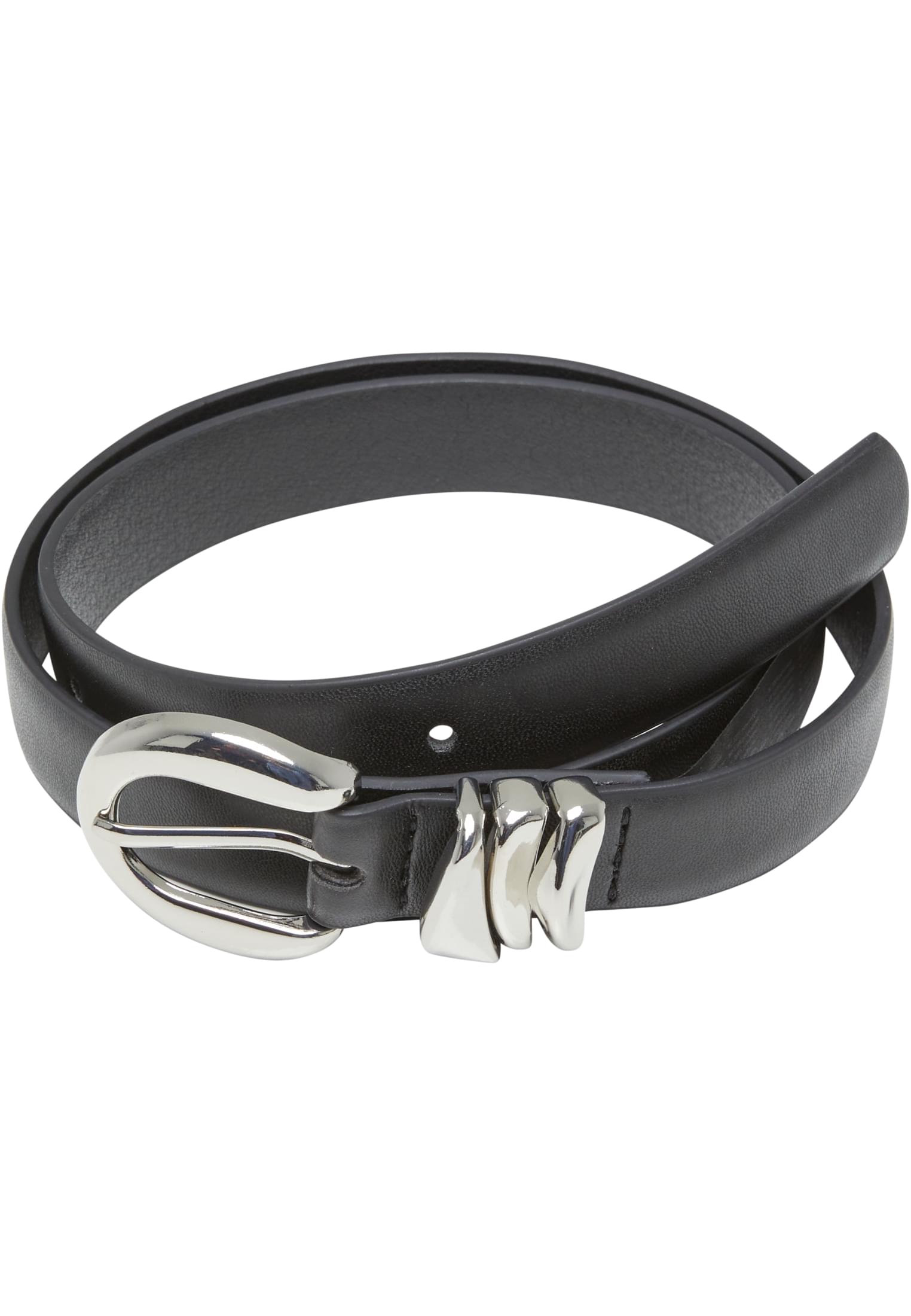 Chunky Multiple Loop Synthetic Leather Belt | black/silver