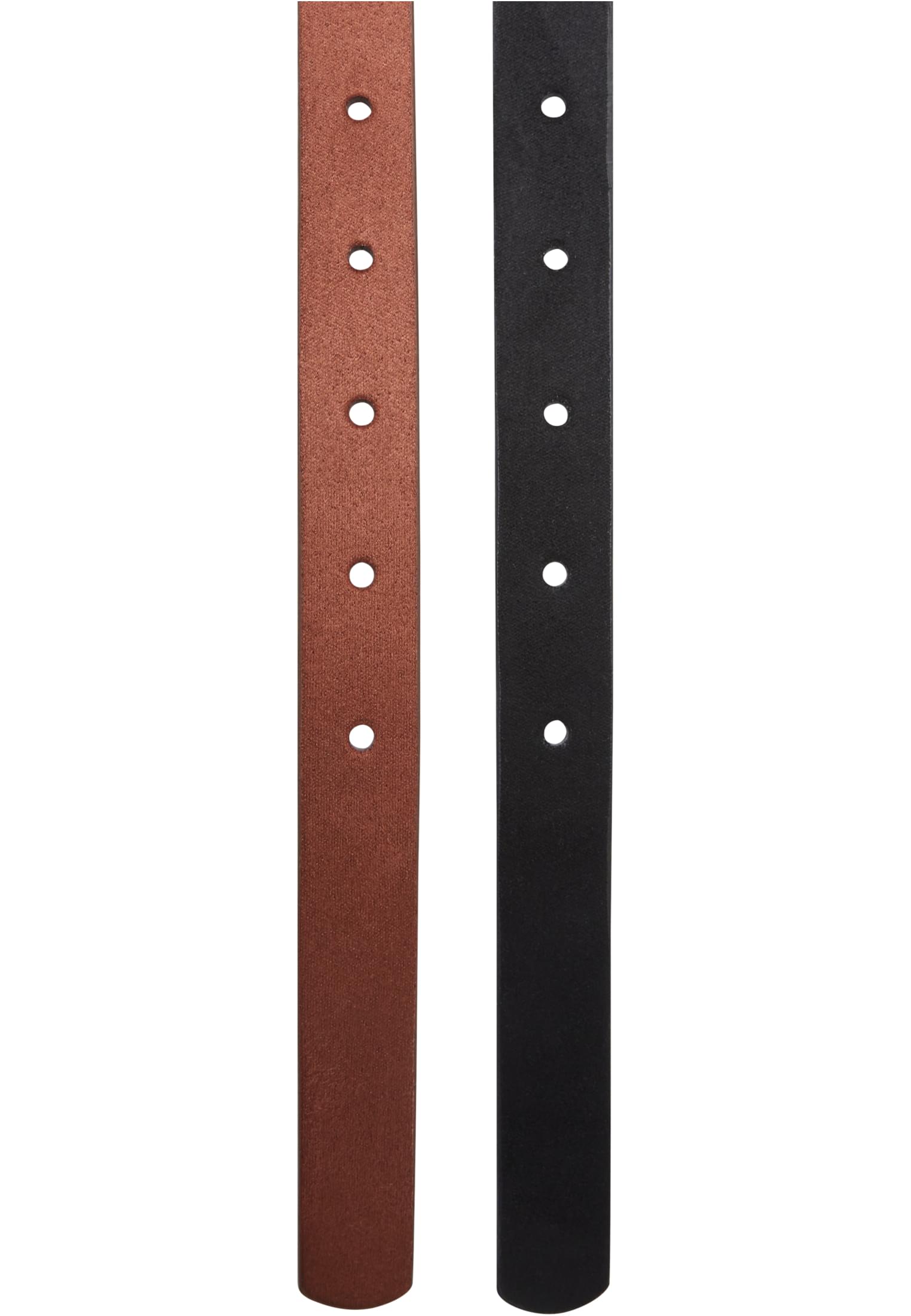 Slim Synthetic Velour Leather Belt 2-Pack | black/silver+brown/gold