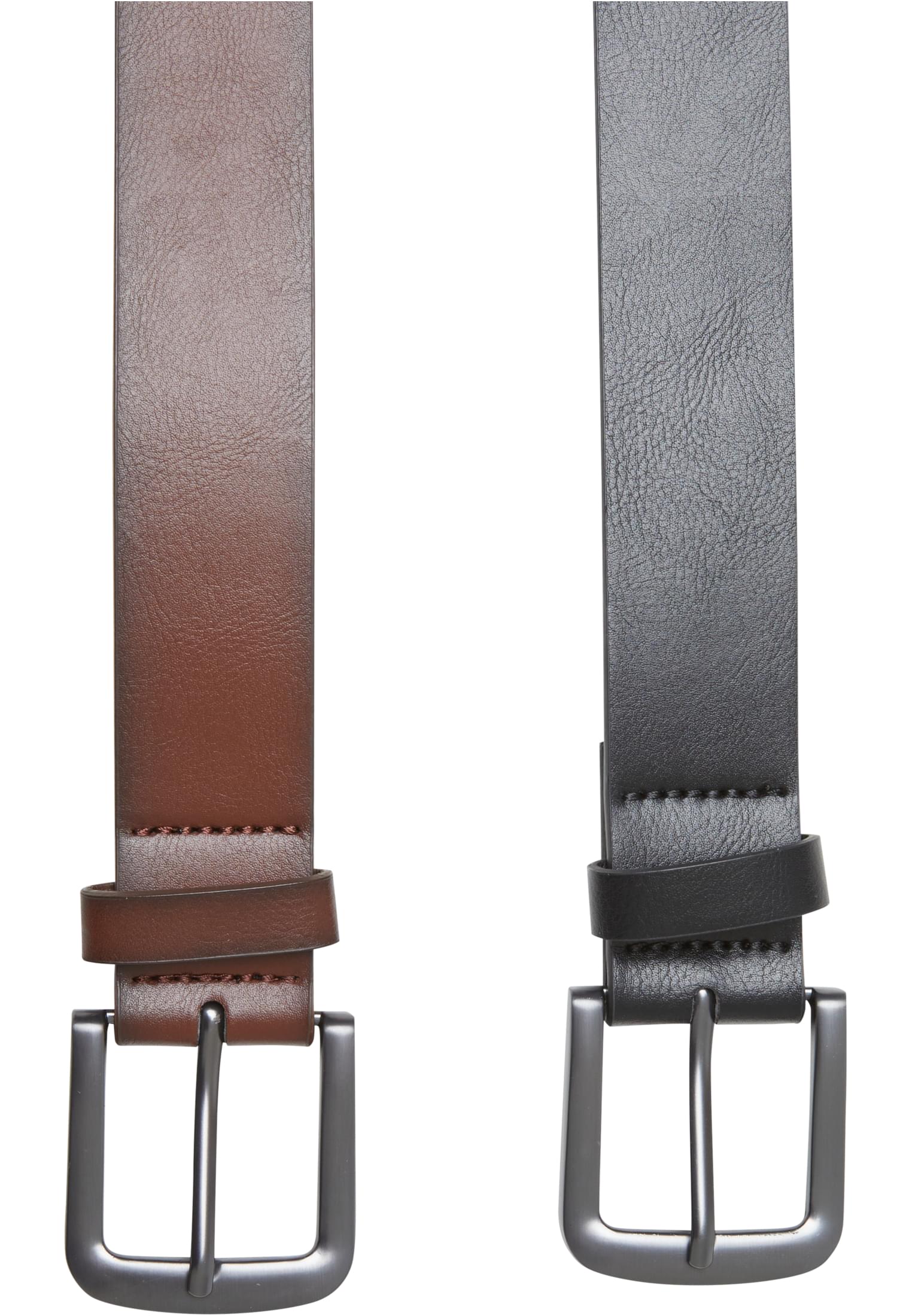 Easy Synthetic Leather Belt 2-Pack | black/silver+brown/silver