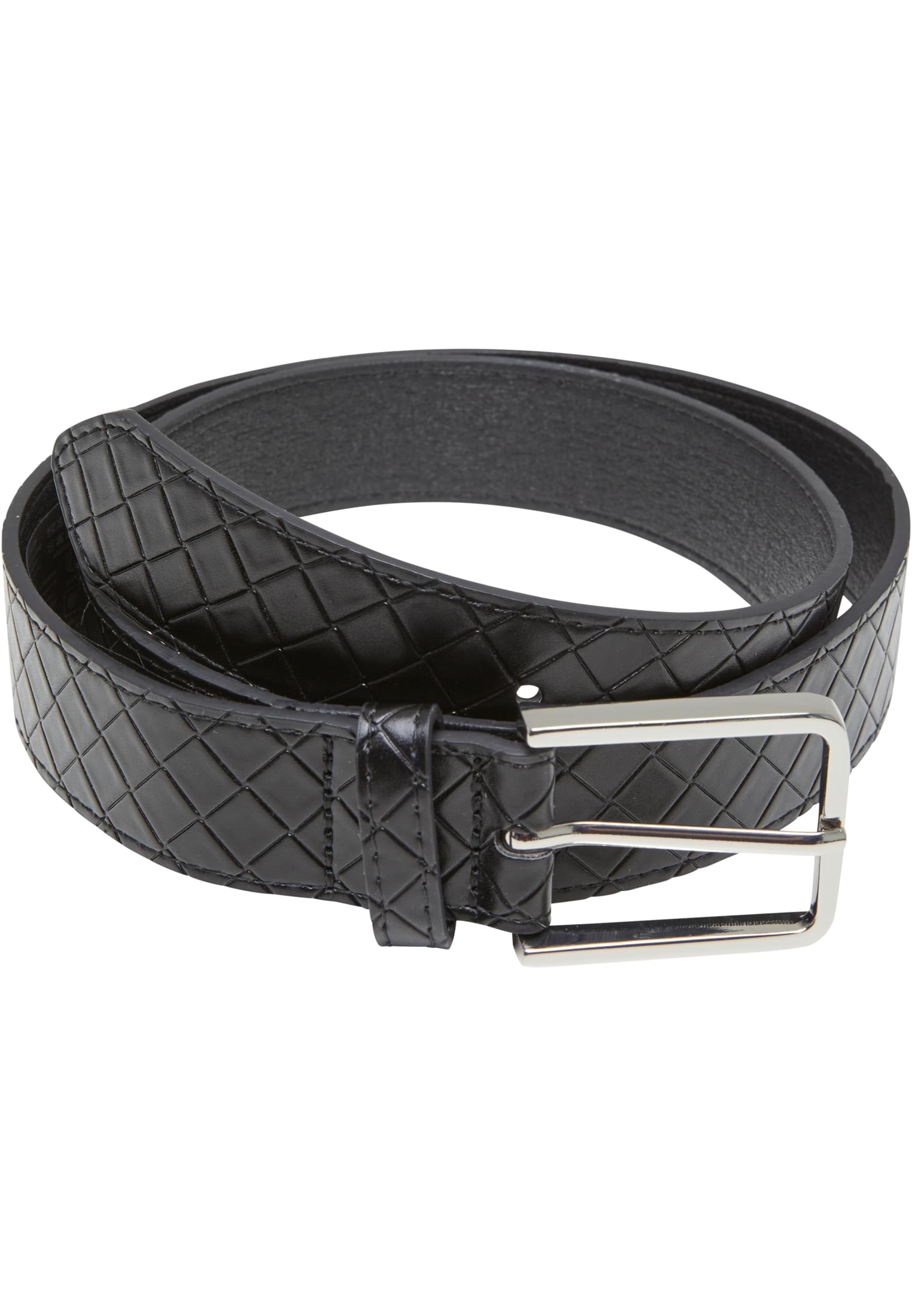 Woven Embossed Synthetic Leather Belt | black/silver