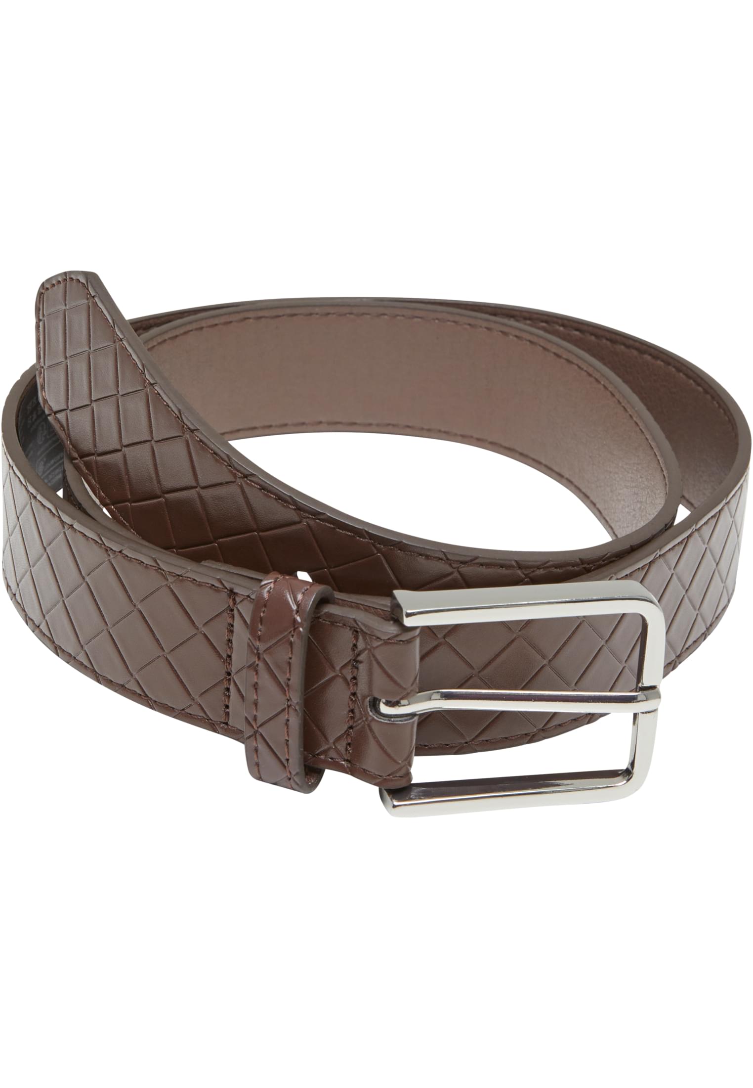 Woven Embossed Synthetic Leather Belt | brown/silver