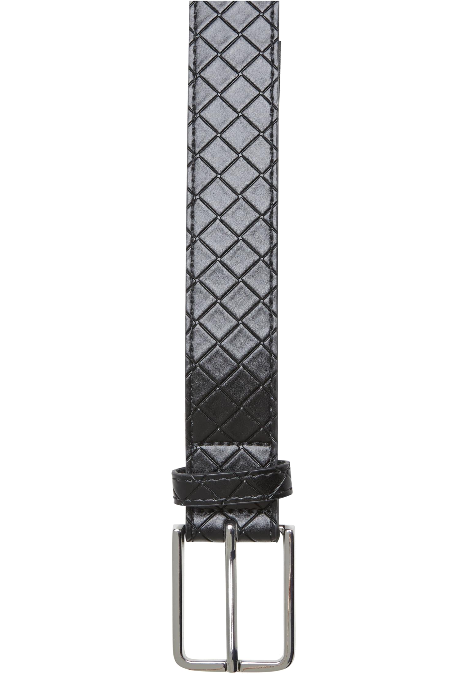 Woven Embossed Synthetic Leather Belt | black/silver