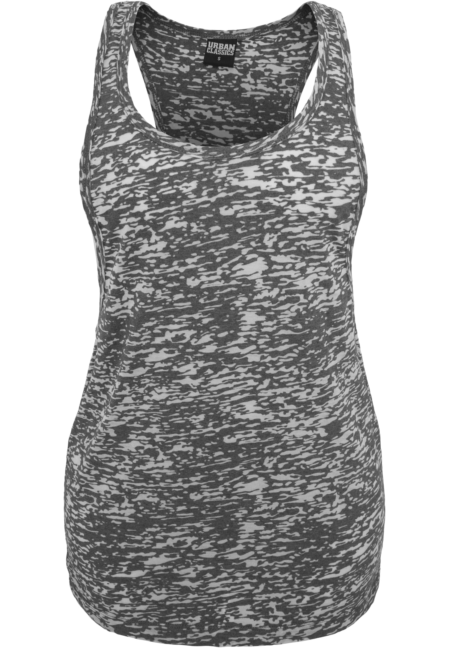 Ladies Melange Burnout Loose Tank | darkgrey