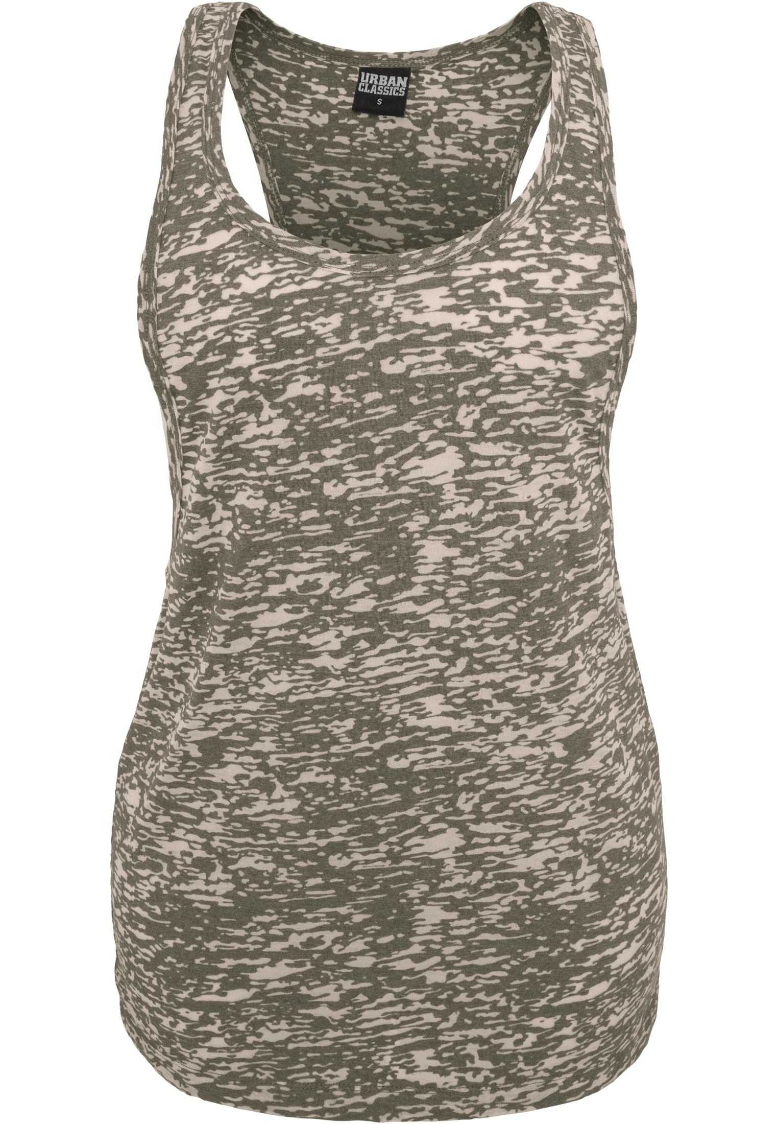 Ladies Melange Burnout Loose Tank | olive