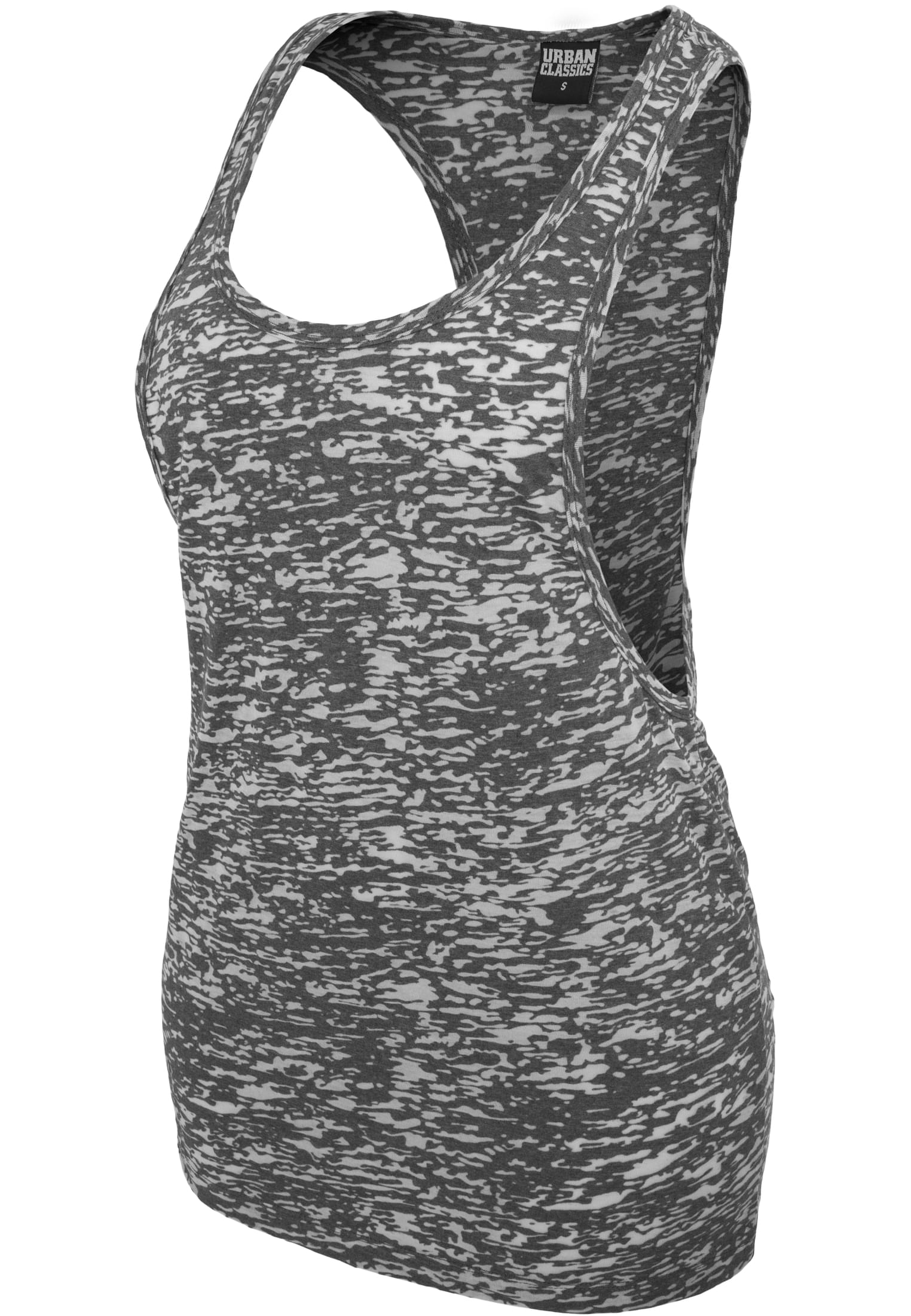 Ladies Melange Burnout Loose Tank | darkgrey