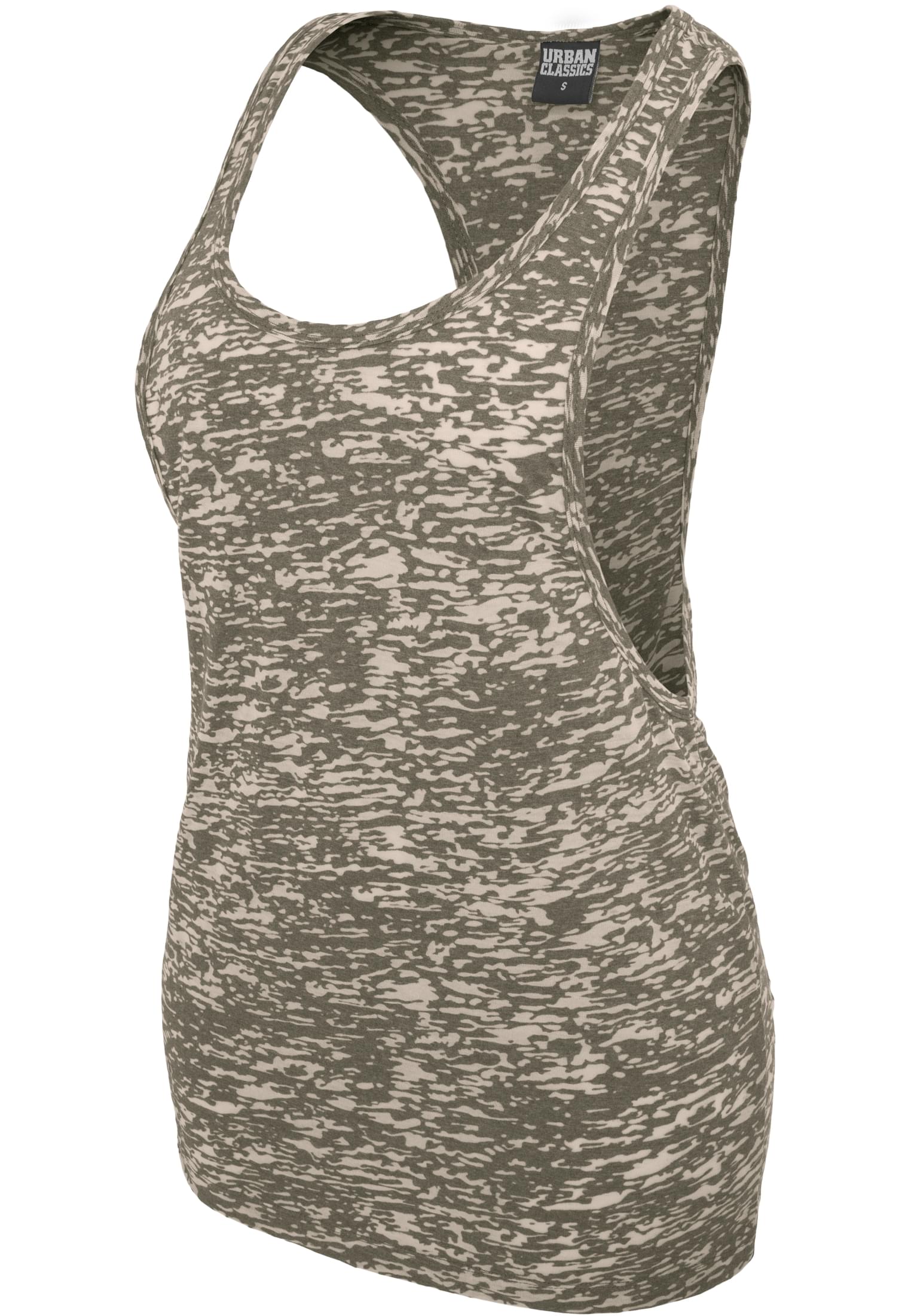 Ladies Melange Burnout Loose Tank | olive