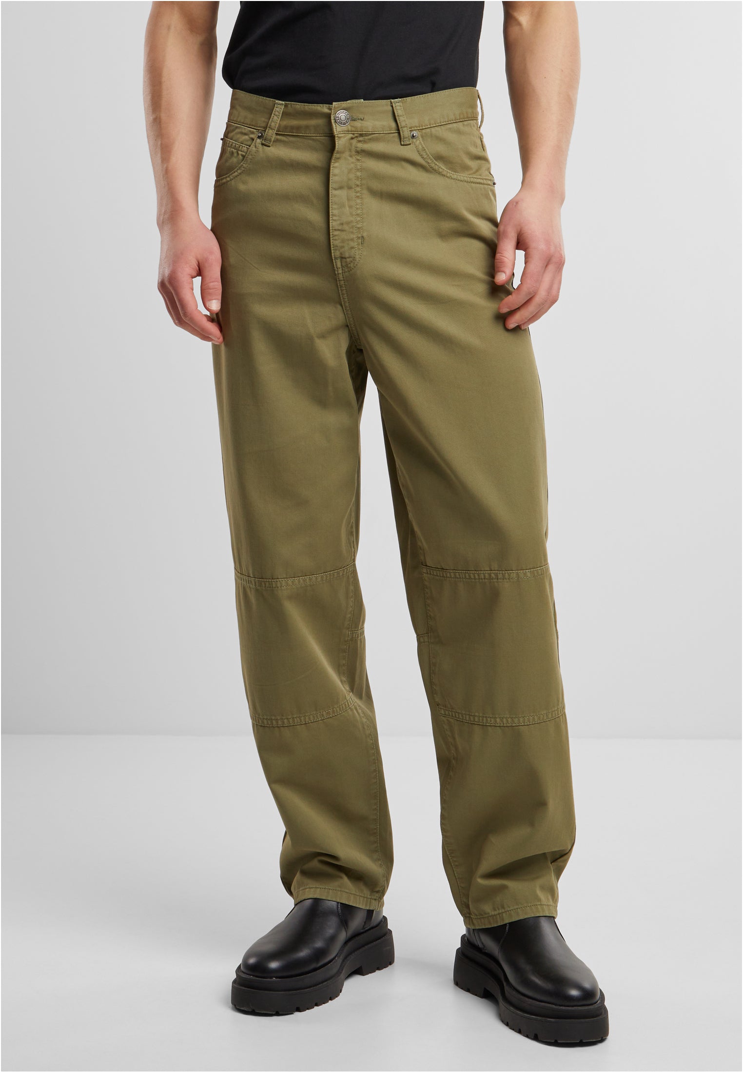 90es Pants With Dividing Seams | olive