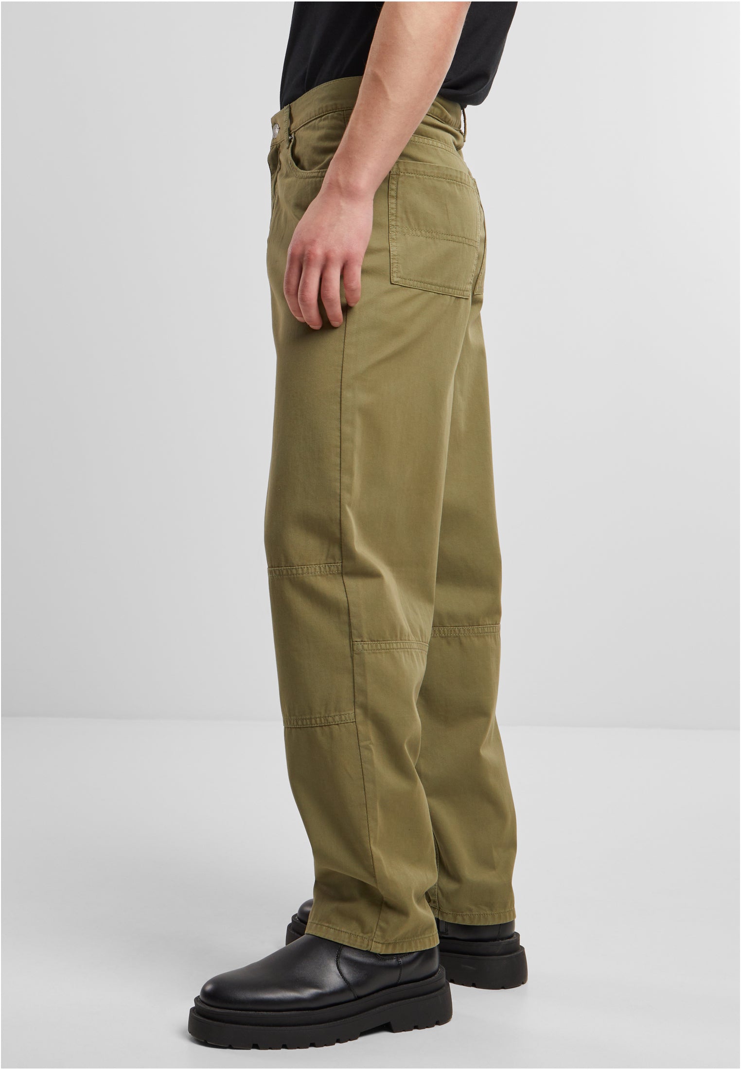 90es Pants With Dividing Seams | olive