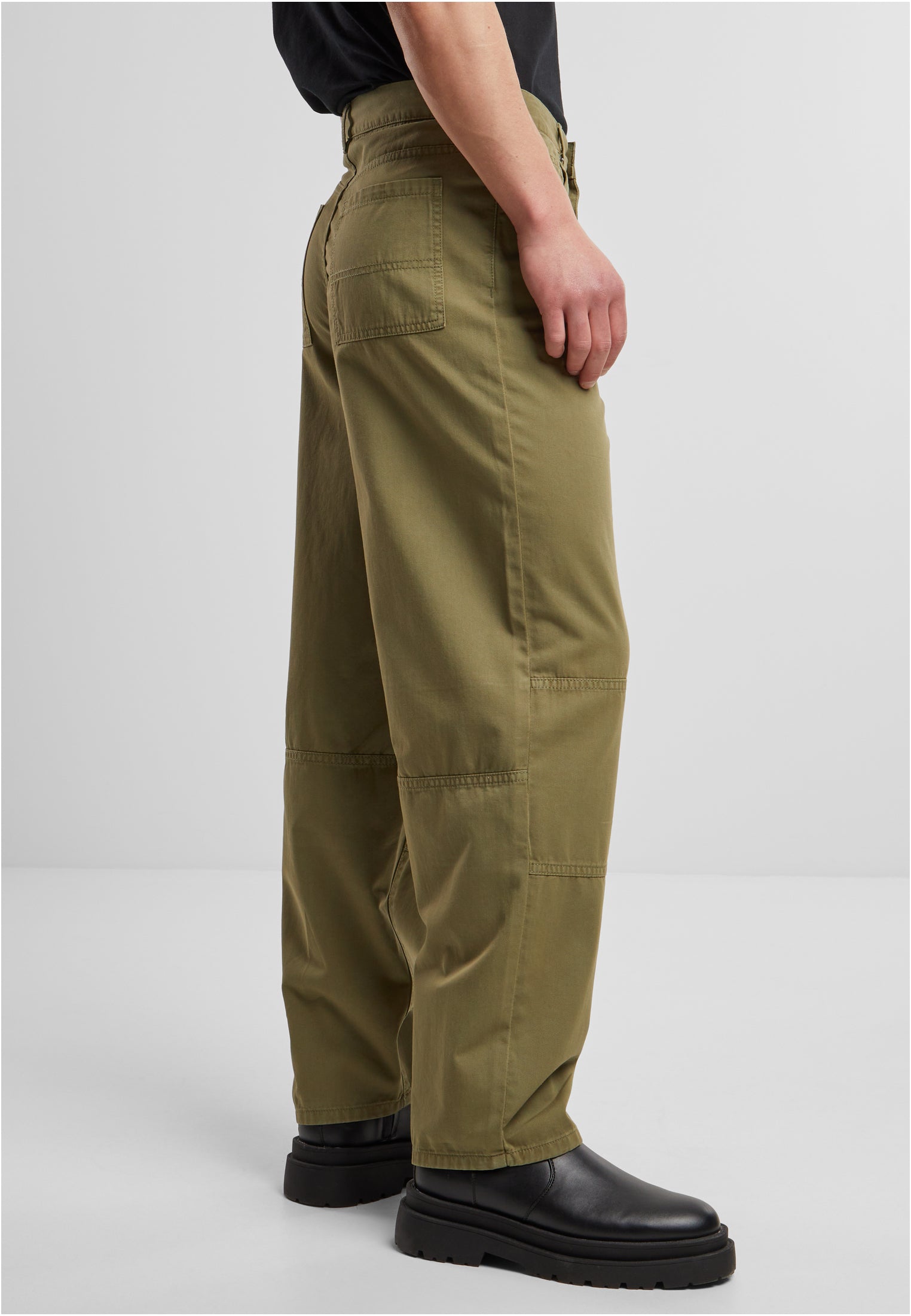 90es Pants With Dividing Seams | olive