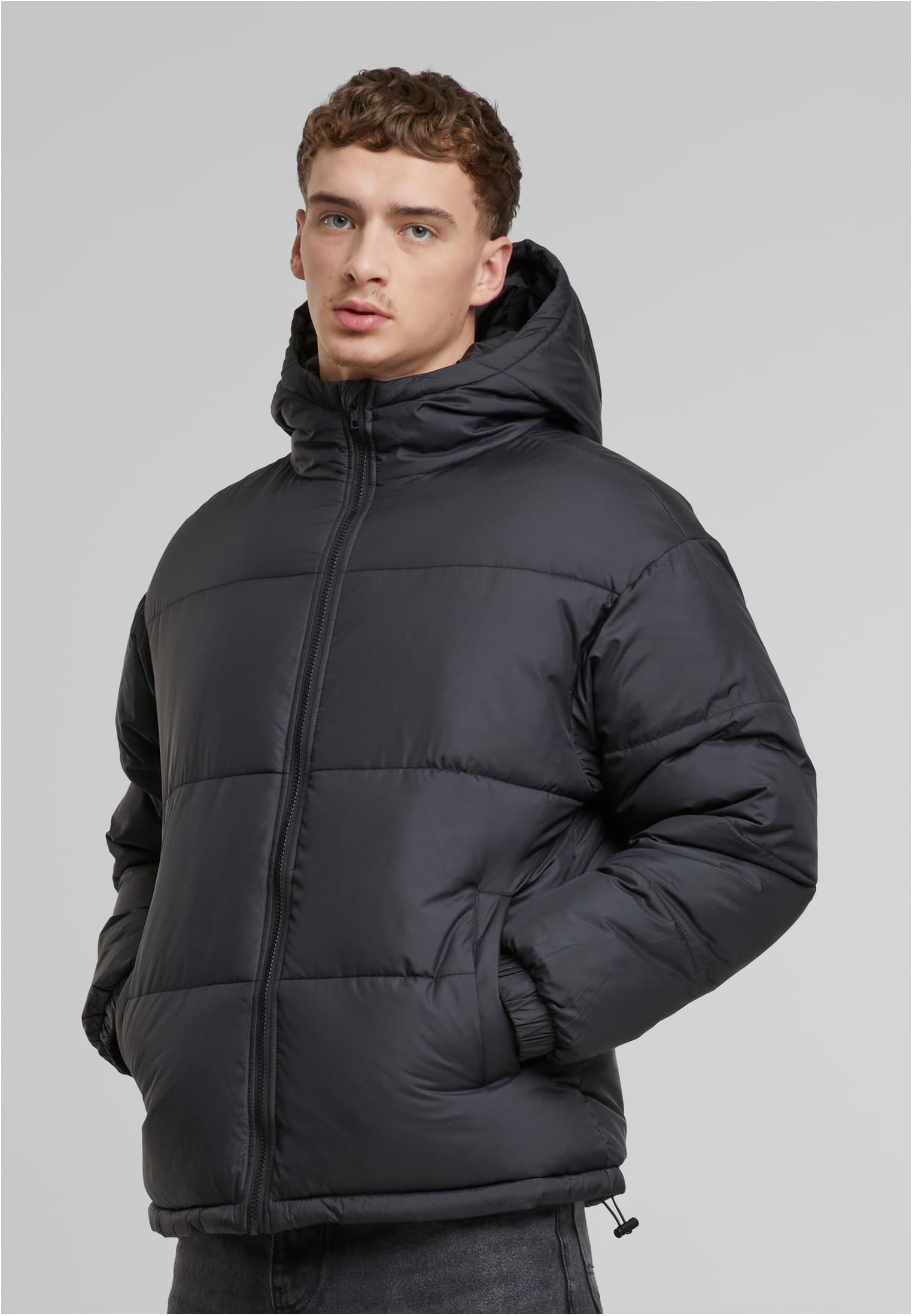 Basic Puffer Jacket With Hood | black