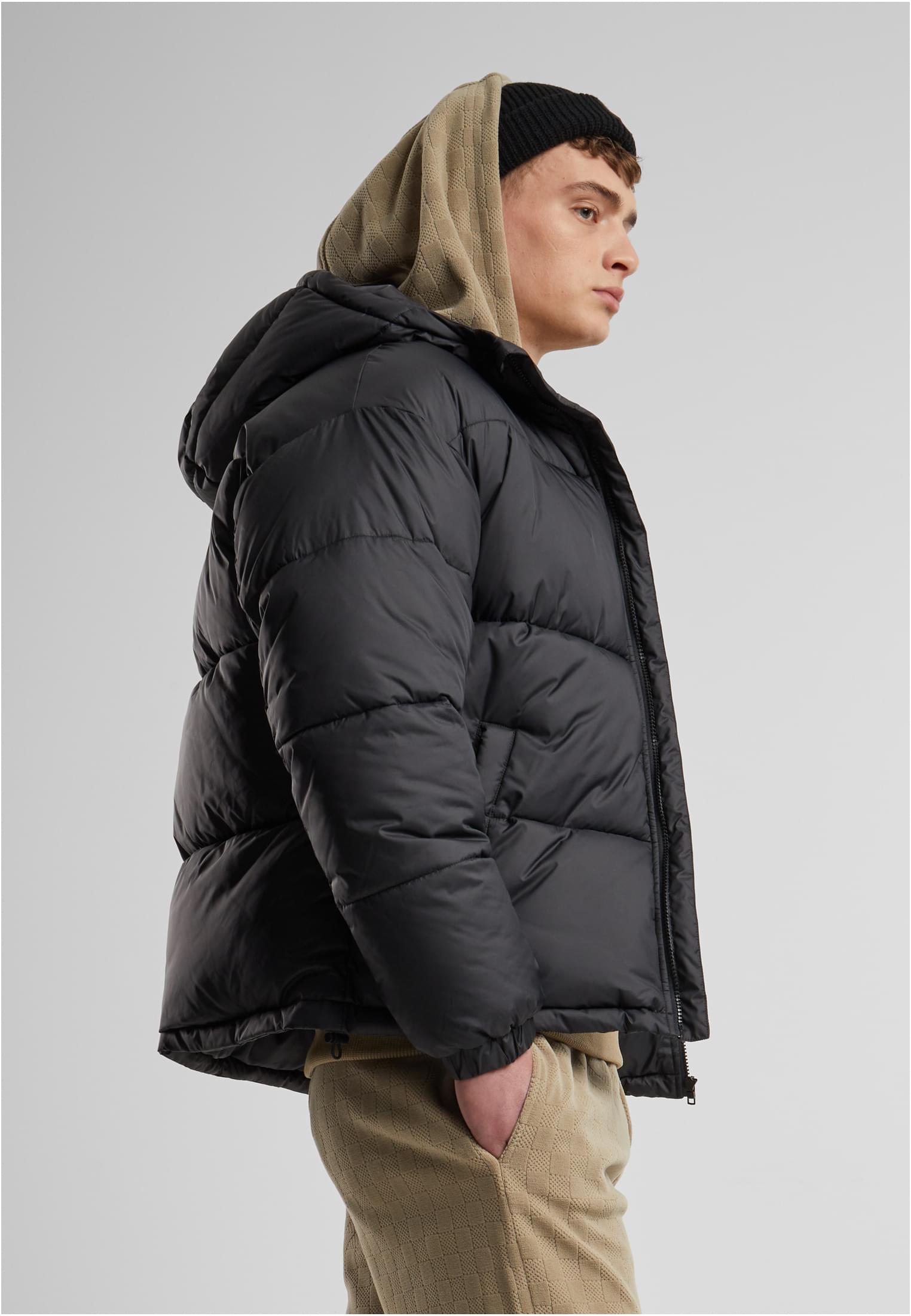 Basic Puffer Jacket With Hood | black