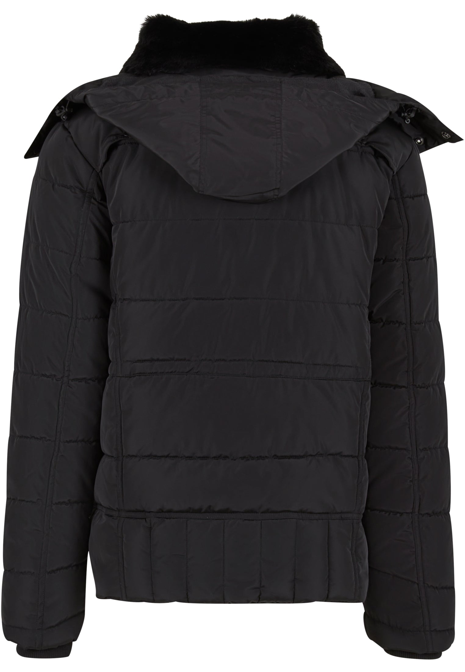 Puffer Jacket With Detachable Fur Collar | black