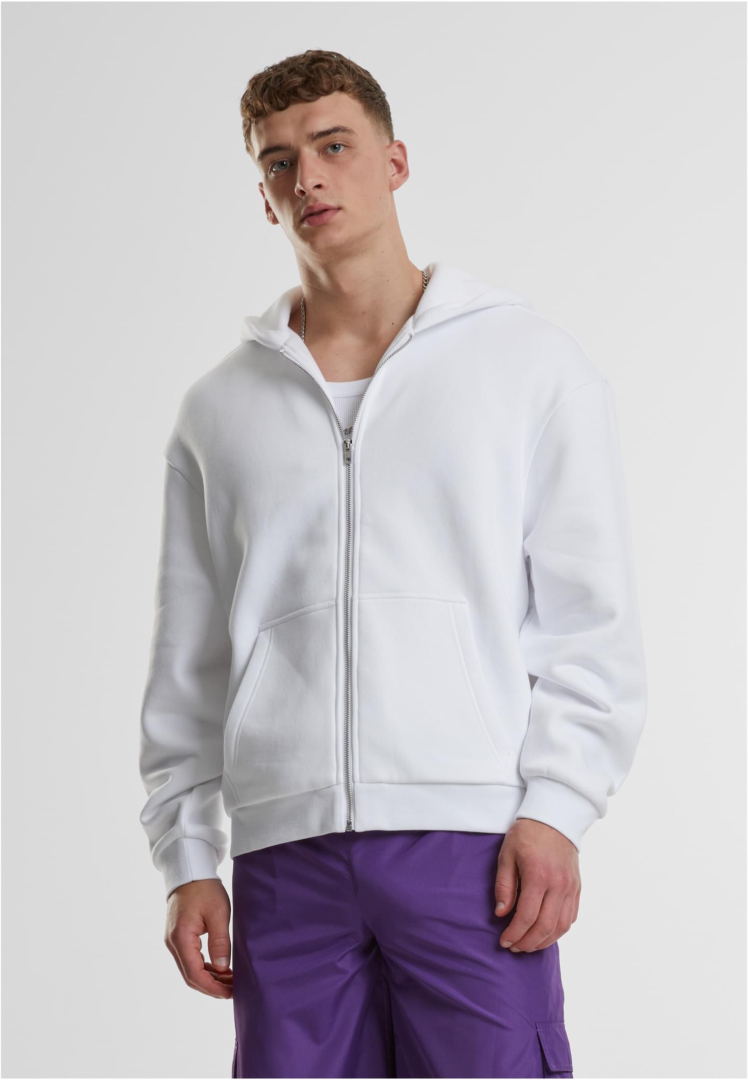 Fluffy Zip Hoody | white